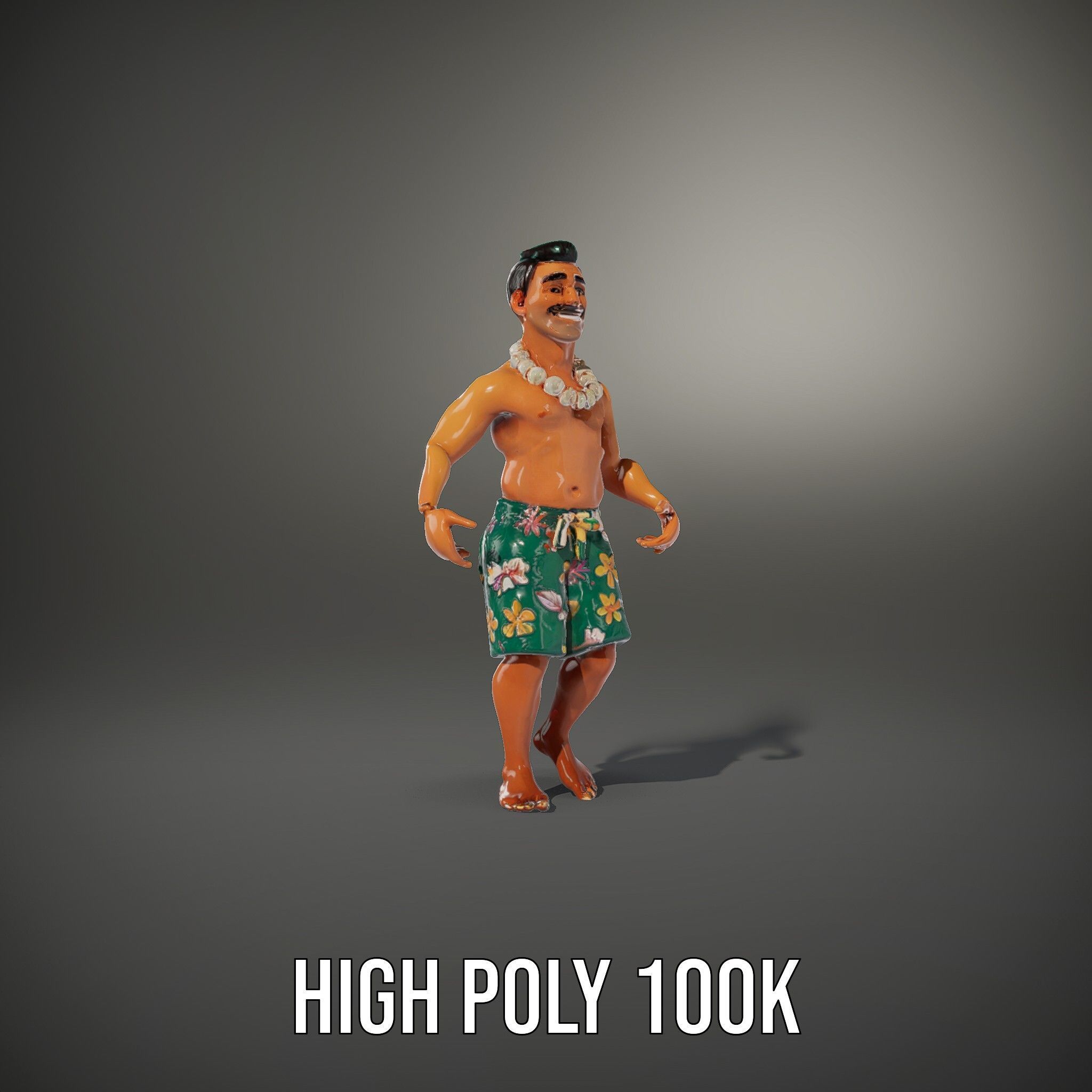 Tropical Islander Character Model Rigged and Animated Low-poly 3D model_17