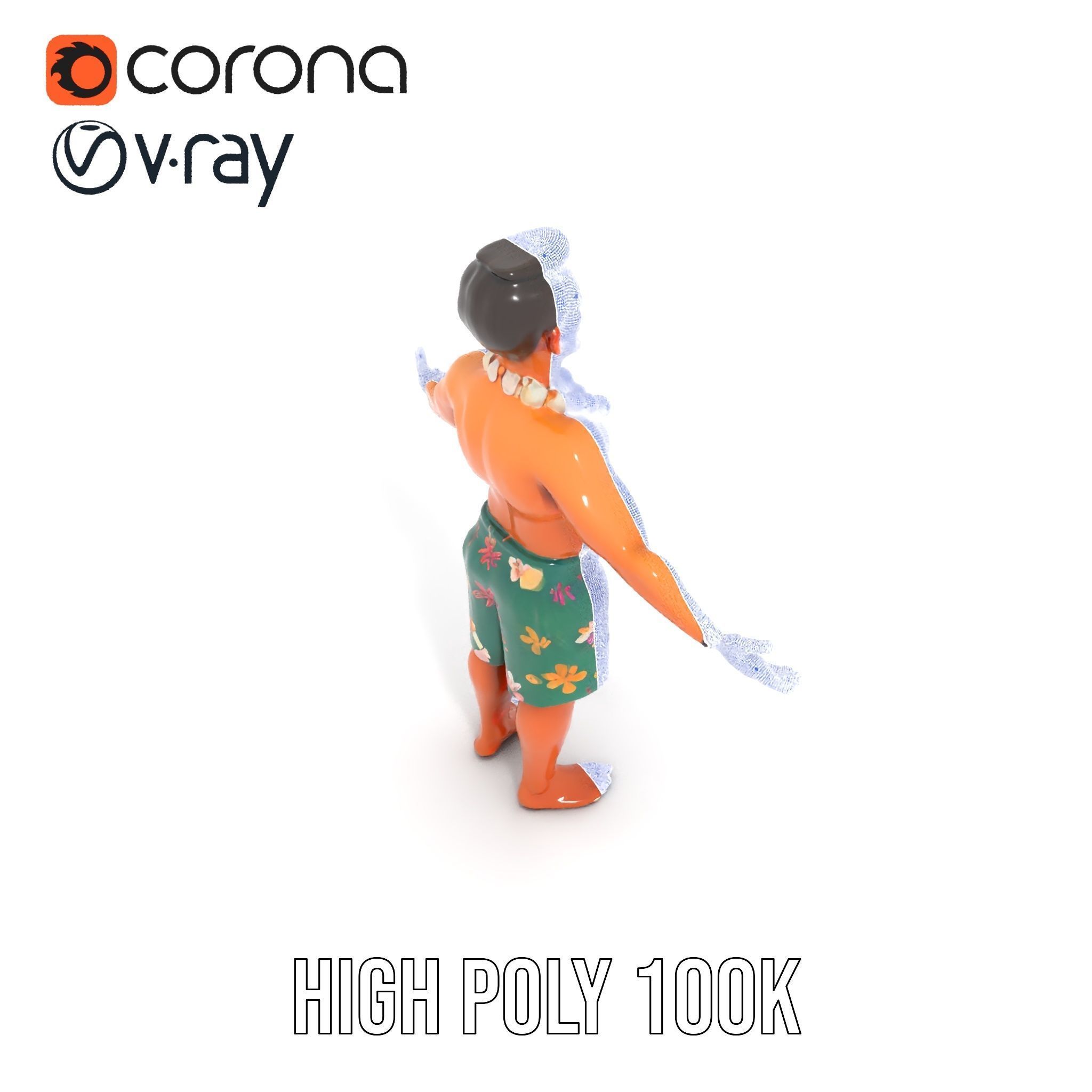 Tropical Islander Character Model Rigged and Animated Low-poly 3D model_31