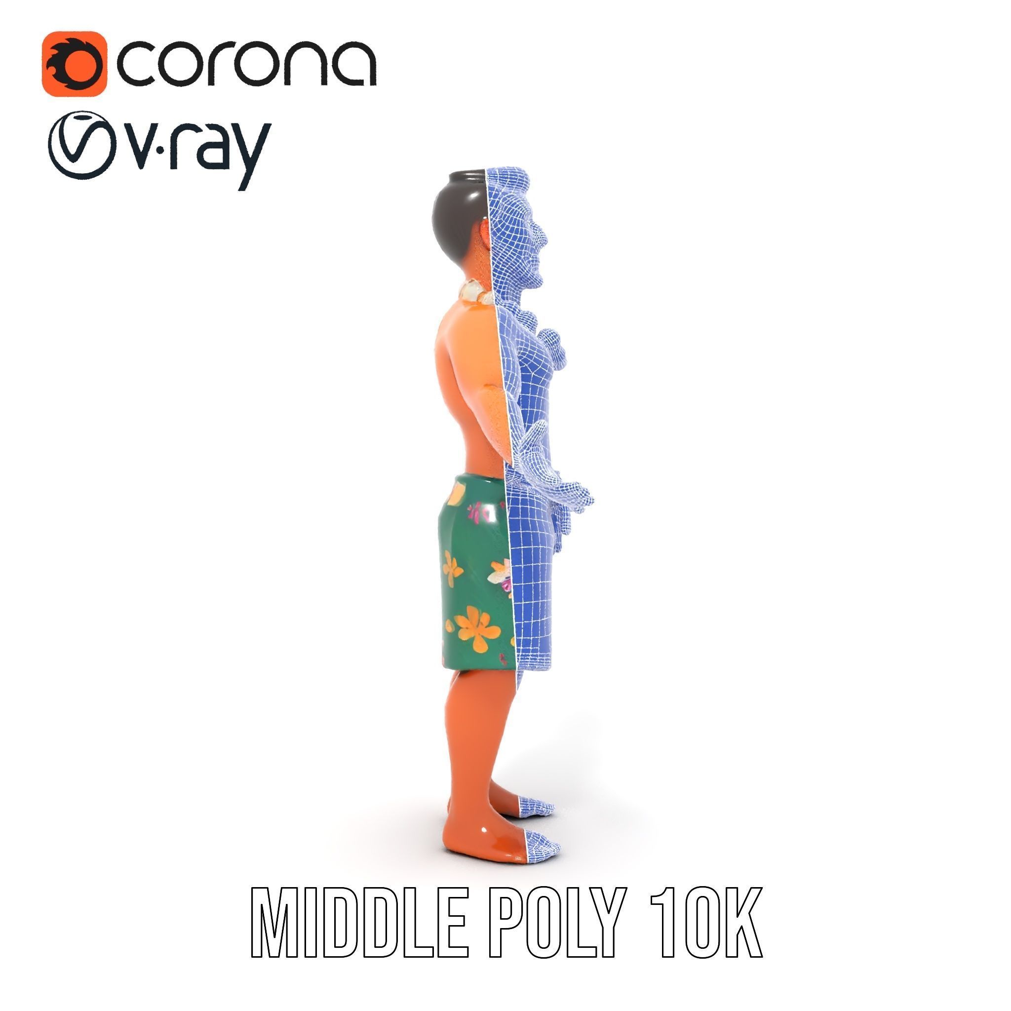 Tropical Islander Character Model Rigged and Animated Low-poly 3D model_32