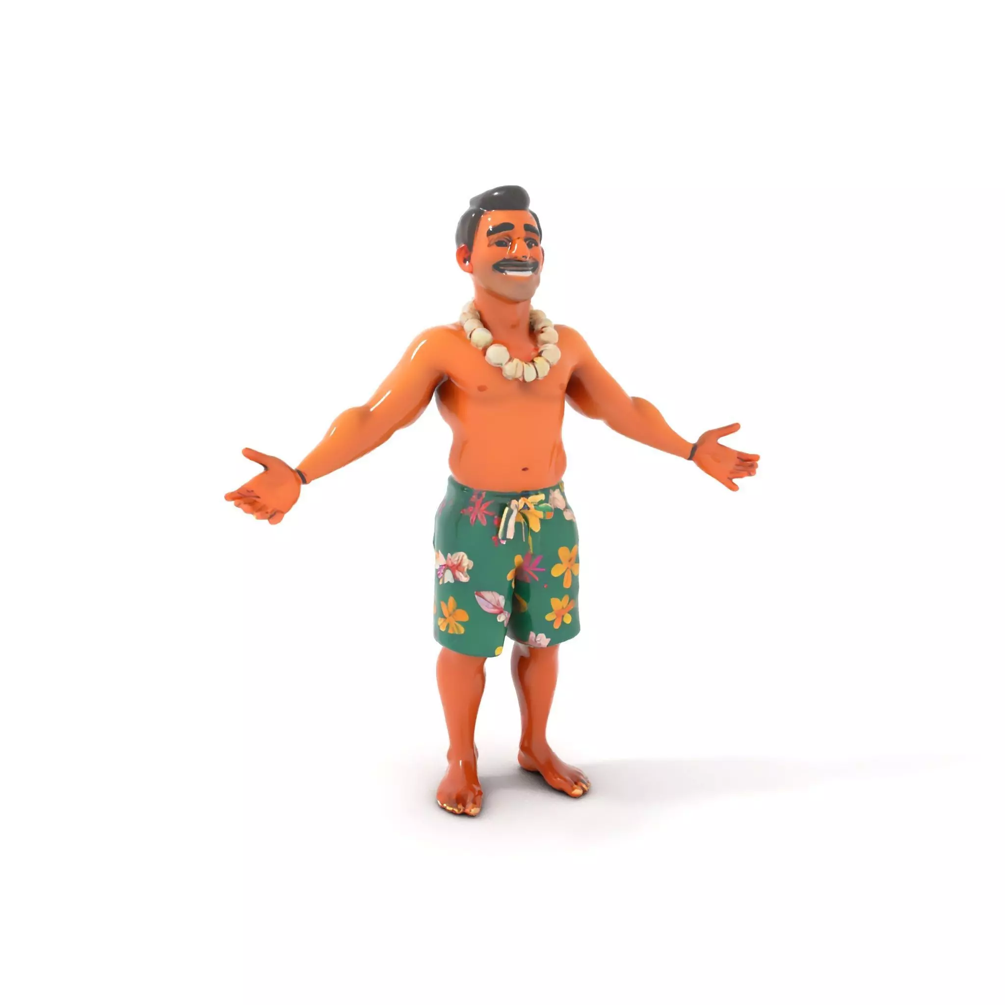 Tropical Islander Character Model Rigged and Animated Low-poly 3D model_0