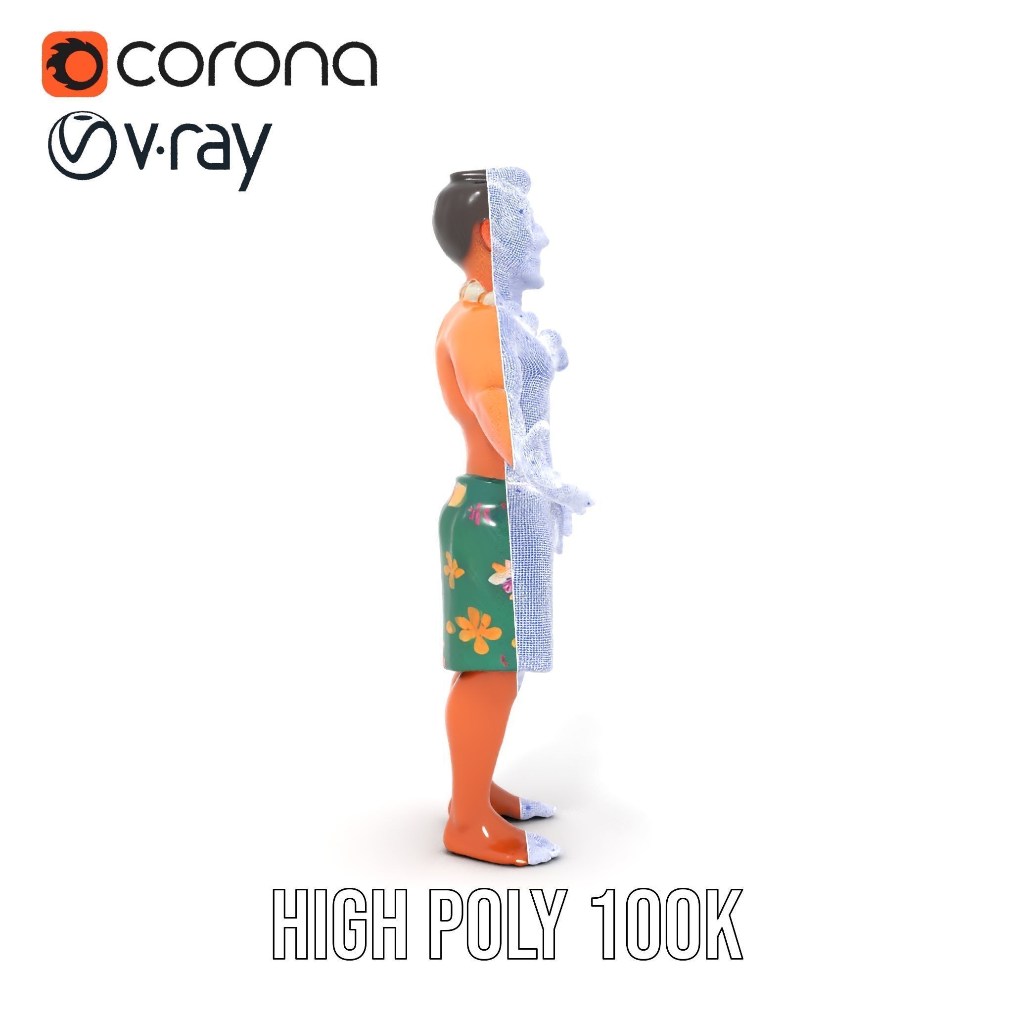 Tropical Islander Character Model Rigged and Animated Low-poly 3D model_36