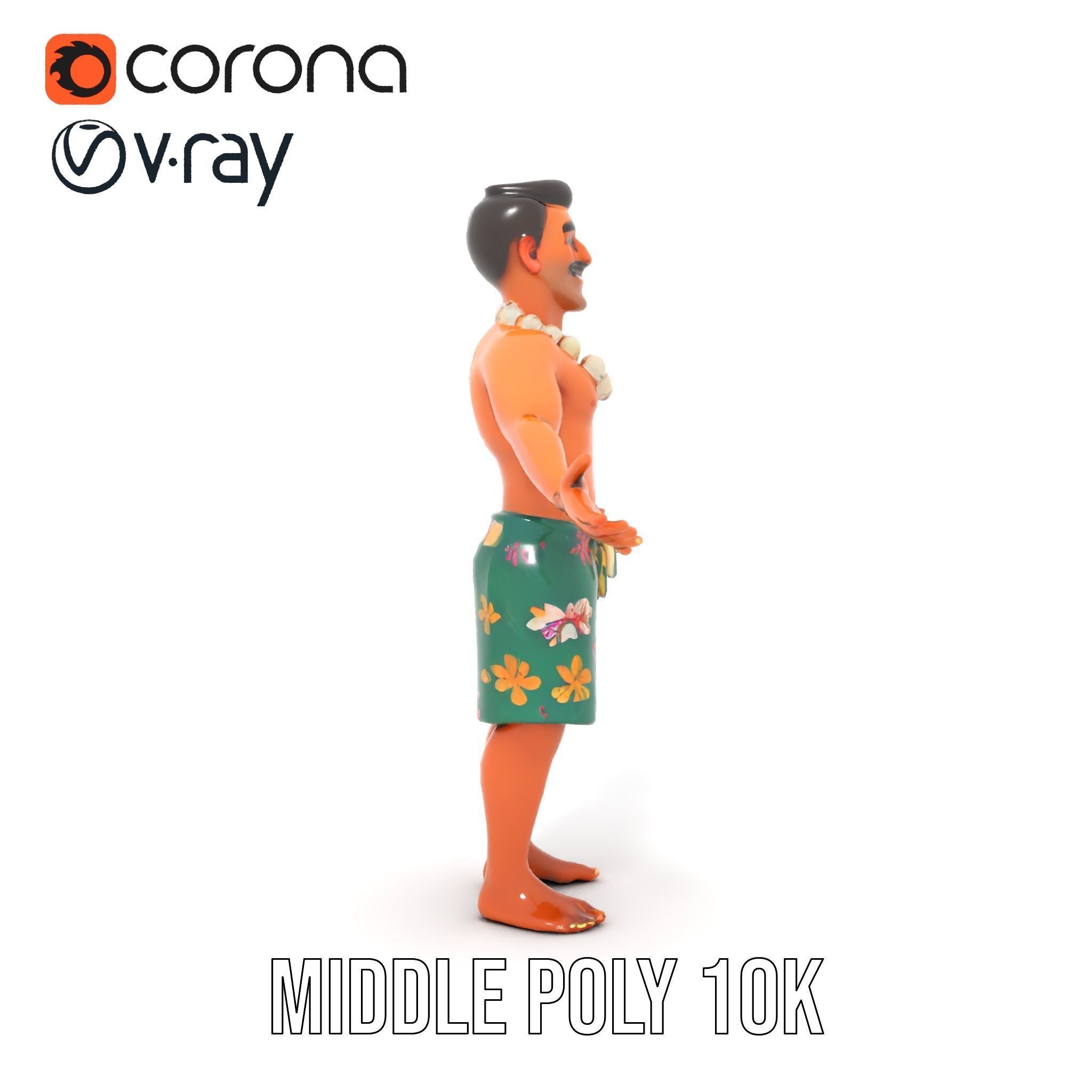 Tropical Islander Character Model Rigged and Animated Low-poly 3D model_21