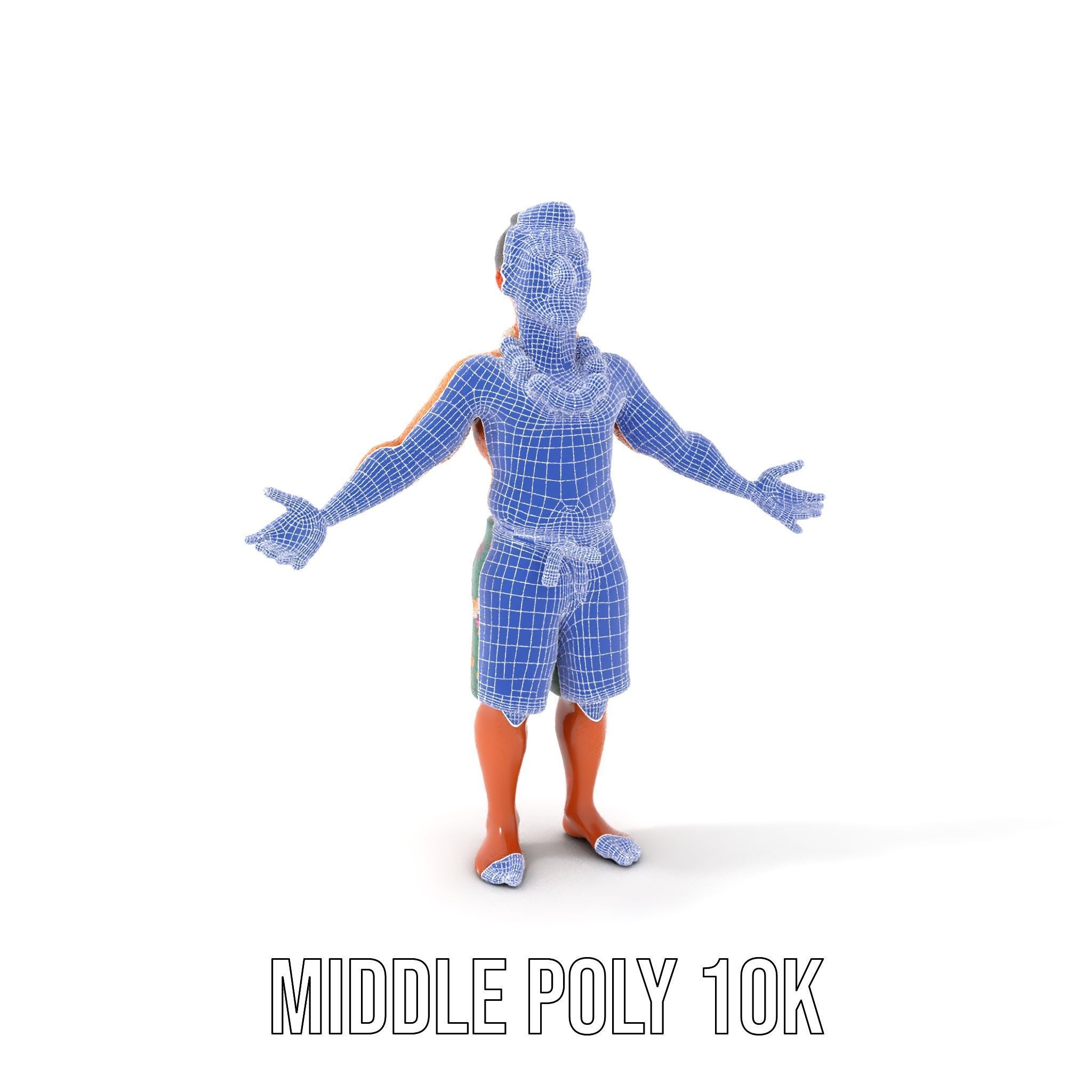 Tropical Islander Character Model Rigged and Animated Low-poly 3D model_29