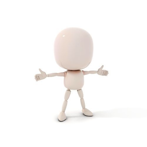 Minimalist Wooden Doll Character Model Rigged and Animated Low-poly 3D model