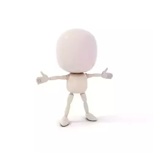 Minimalist Wooden Doll Character Model Rigged and Animated