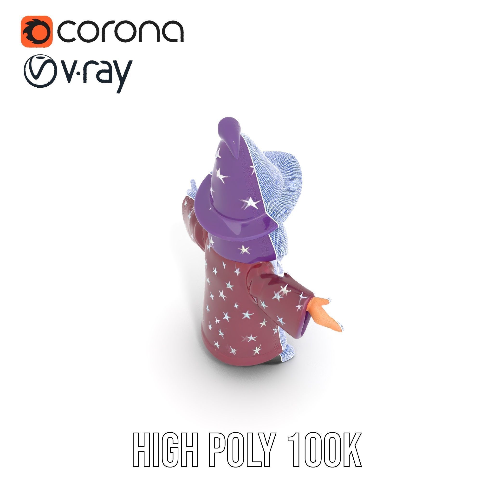 Enchanted Wizard Rigged and Animated D Character Model Low-poly 3D model_33