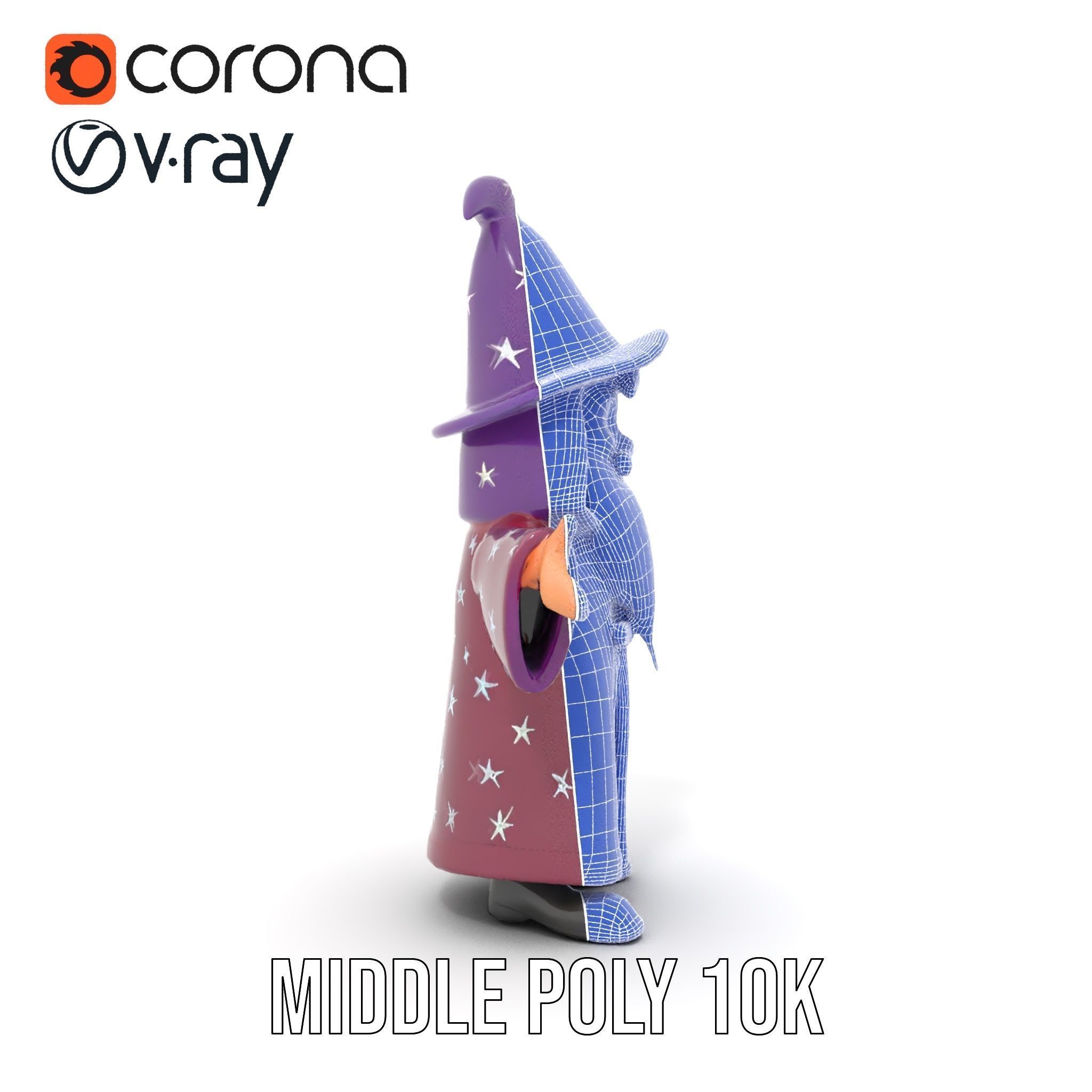 Enchanted Wizard Rigged and Animated D Character Model Low-poly 3D model_21