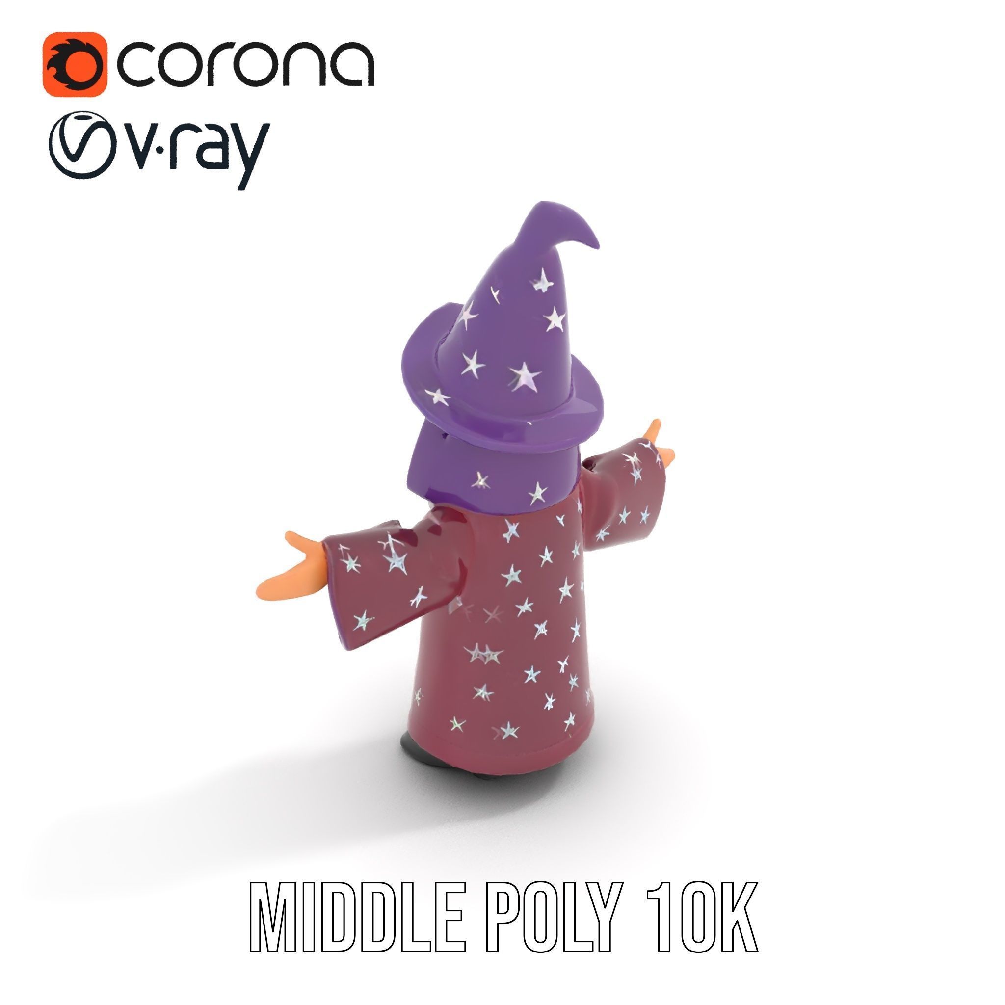 Enchanted Wizard Rigged and Animated D Character Model Low-poly 3D model_11