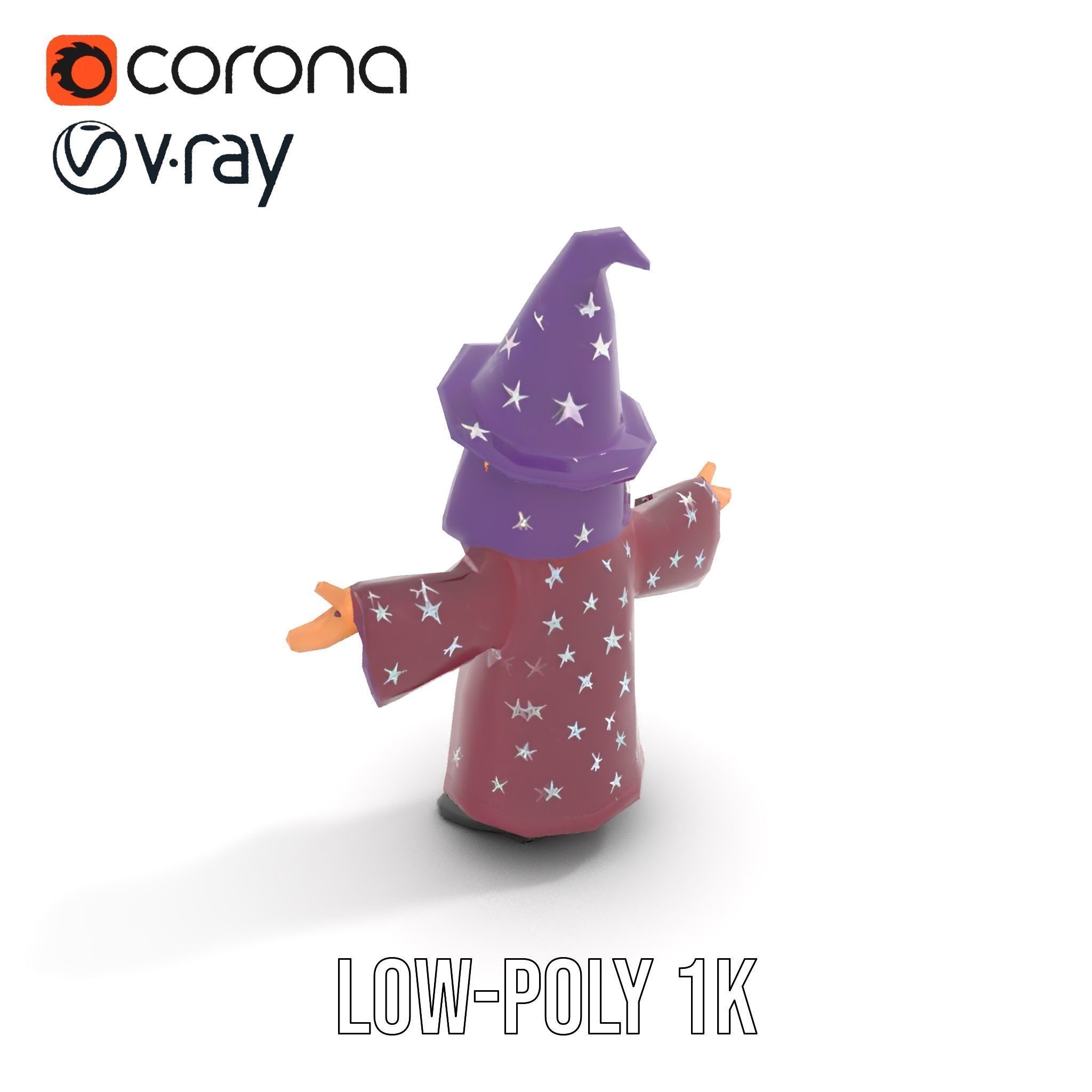 Enchanted Wizard Rigged and Animated D Character Model Low-poly 3D model_22