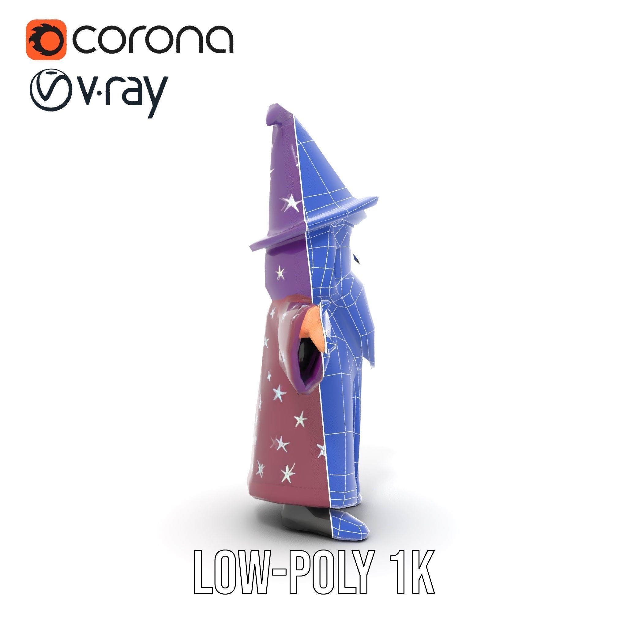 Enchanted Wizard Rigged and Animated D Character Model Low-poly 3D model_28