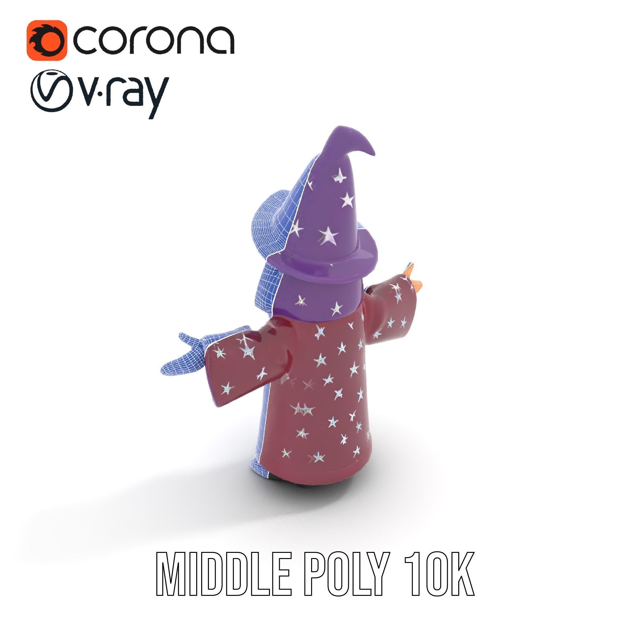 Enchanted Wizard Rigged and Animated D Character Model Low-poly 3D model_27