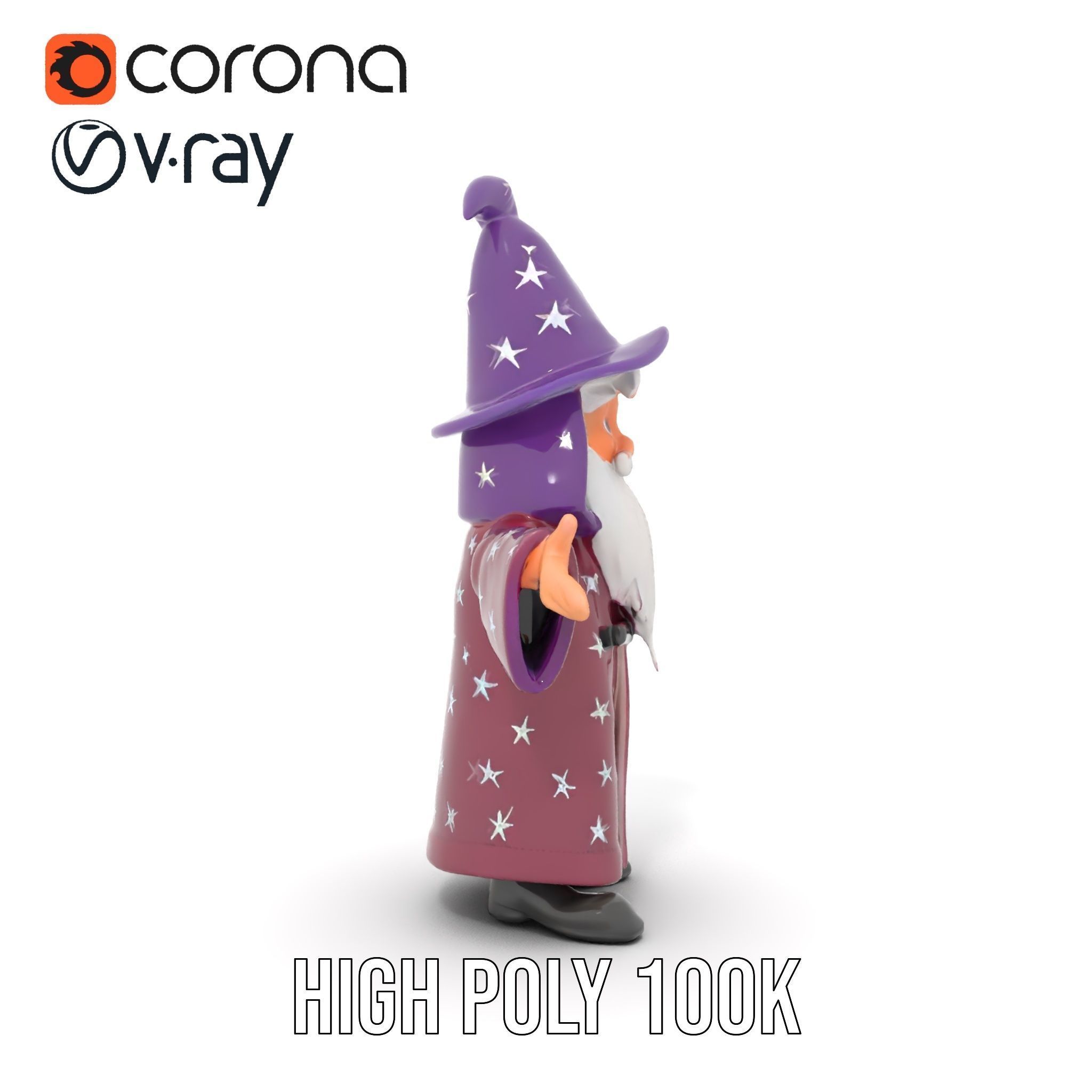 Enchanted Wizard Rigged and Animated D Character Model Low-poly 3D model_26