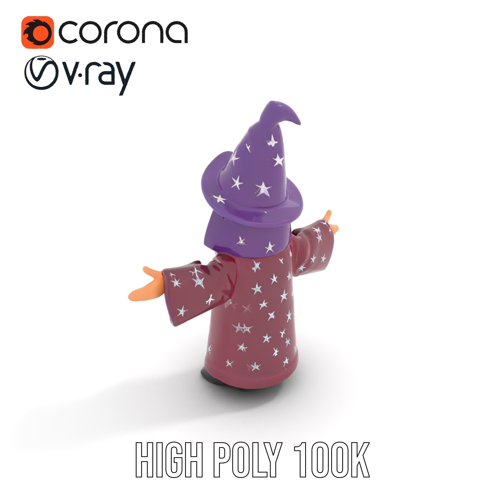 Enchanted Wizard Rigged and Animated D Character Model Low-poly 3D model_20