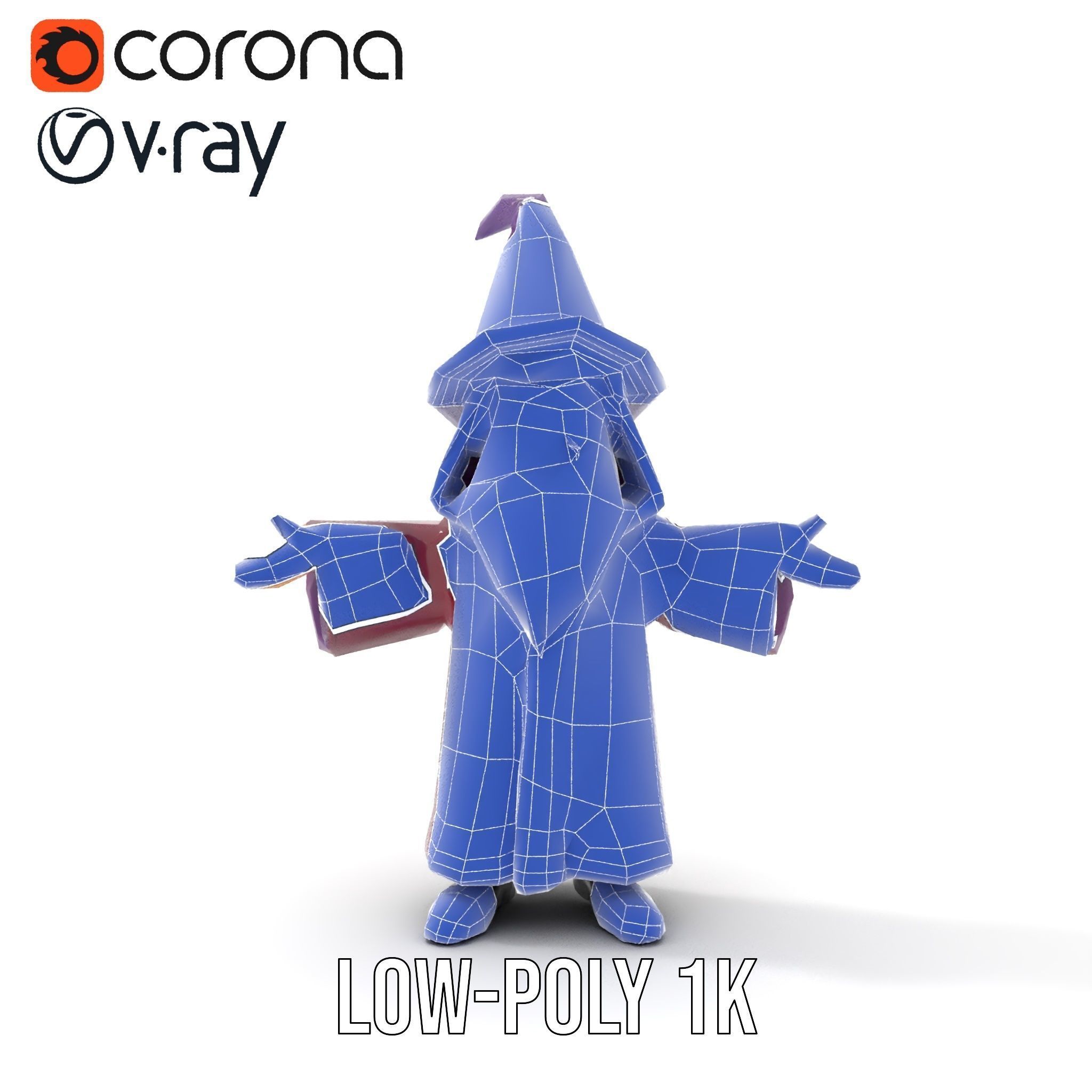 Enchanted Wizard Rigged and Animated D Character Model Low-poly 3D model_16