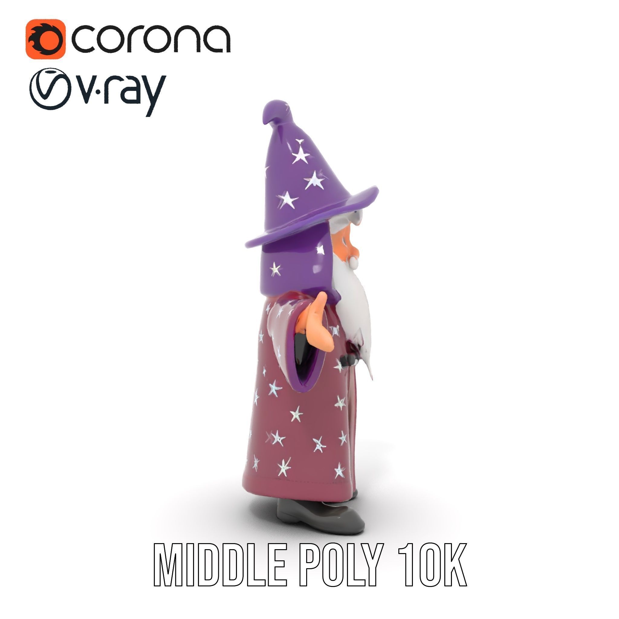 Enchanted Wizard Rigged and Animated D Character Model Low-poly 3D model_18