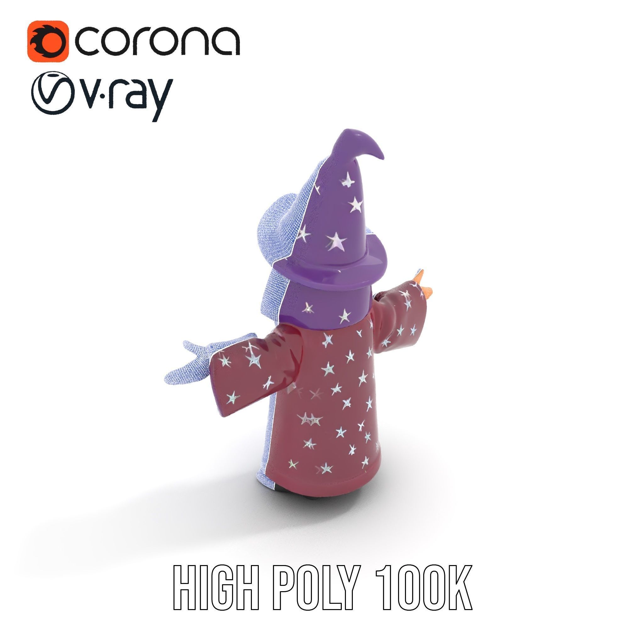 Enchanted Wizard Rigged and Animated D Character Model Low-poly 3D model_17