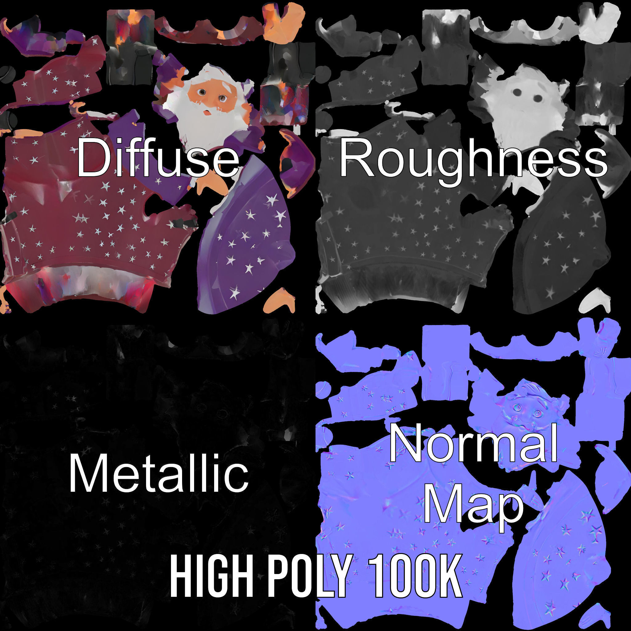 Enchanted Wizard Rigged and Animated D Character Model Low-poly 3D model_3