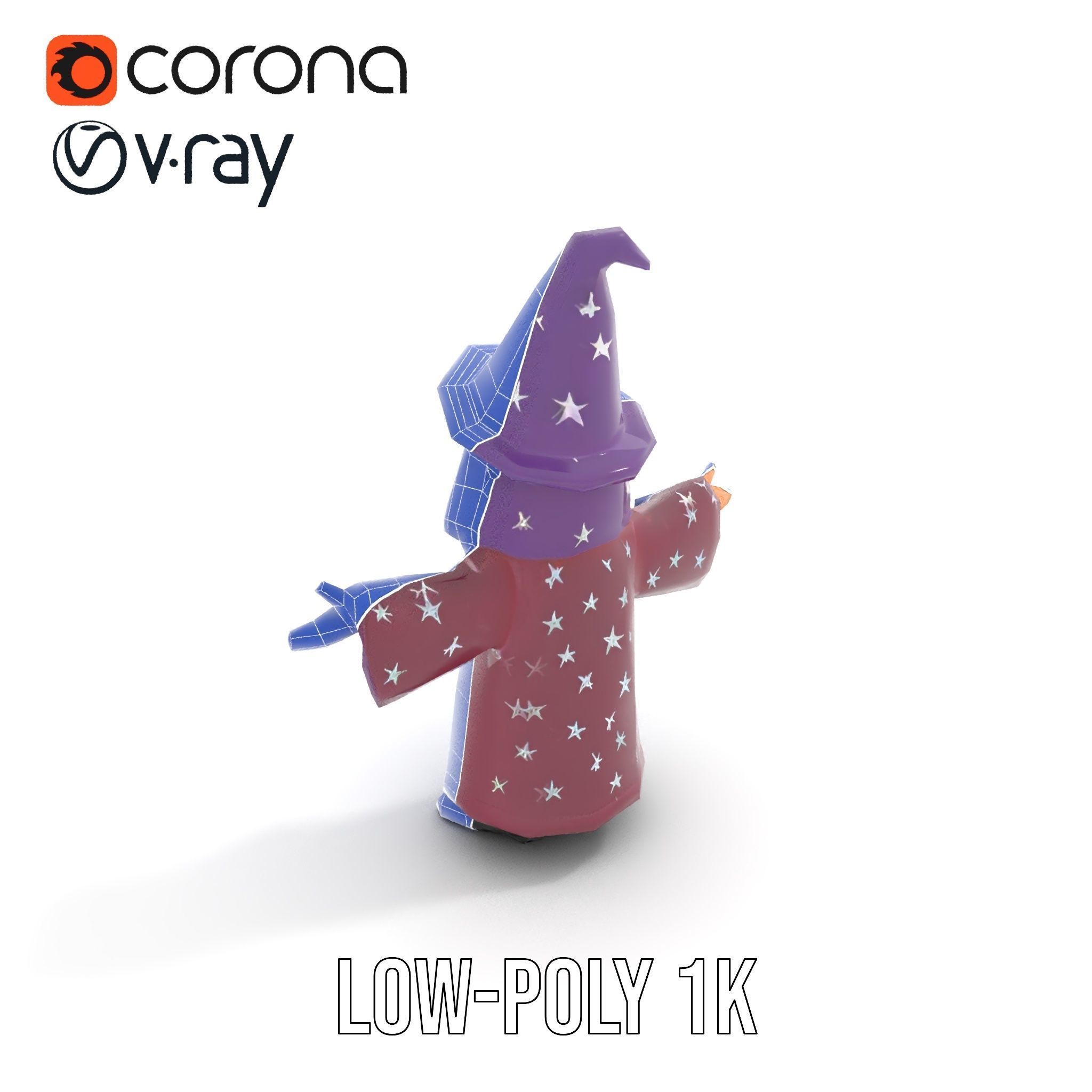 Enchanted Wizard Rigged and Animated D Character Model Low-poly 3D model_19