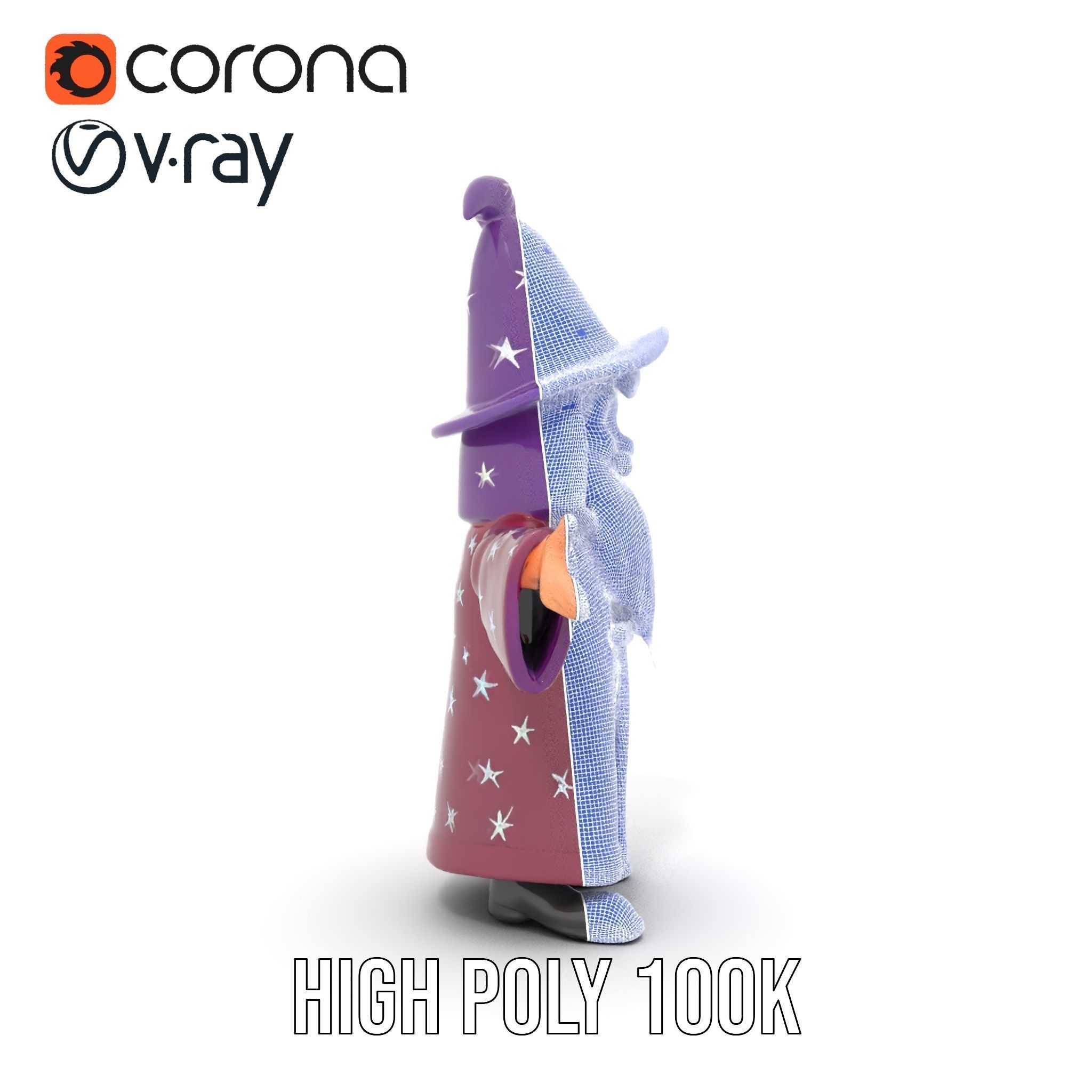 Enchanted Wizard Rigged and Animated D Character Model Low-poly 3D model_35