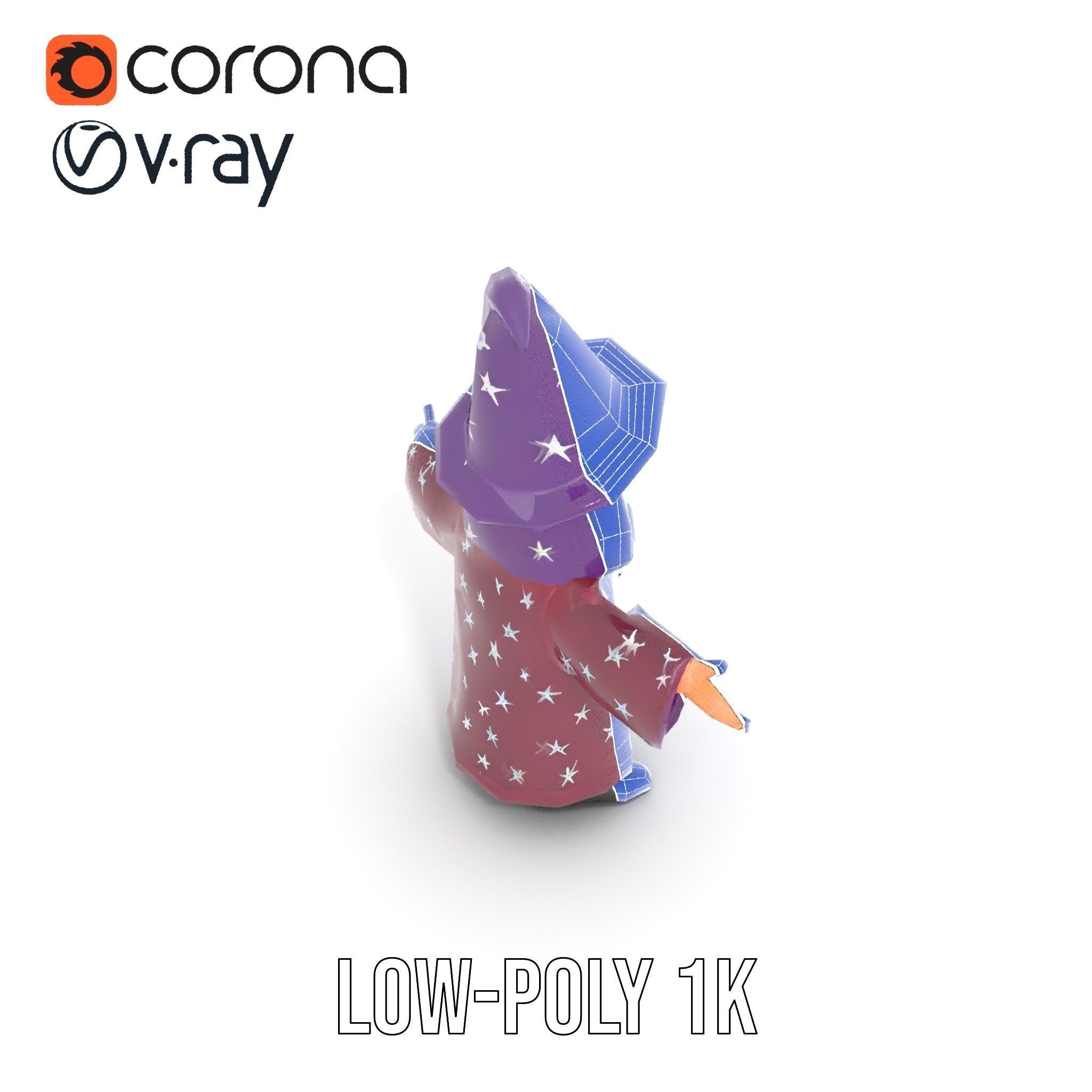 Enchanted Wizard Rigged and Animated D Character Model Low-poly 3D model_31