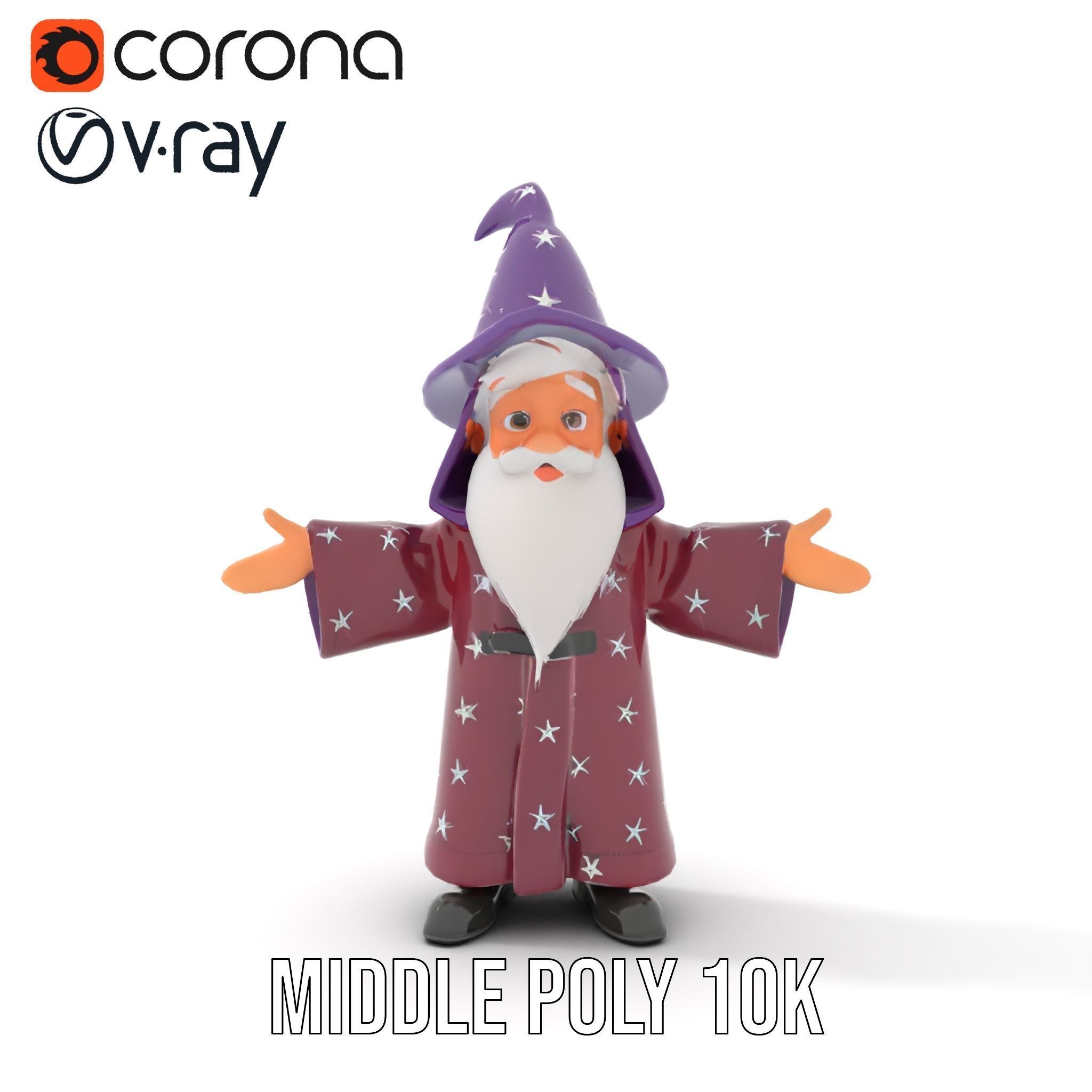 Enchanted Wizard Rigged and Animated D Character Model Low-poly 3D model_15