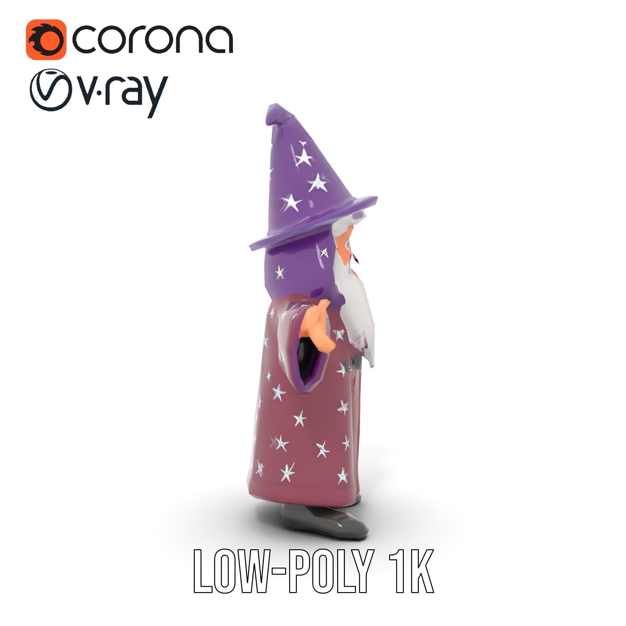 Enchanted Wizard Rigged and Animated D Character Model Low-poly 3D model_25