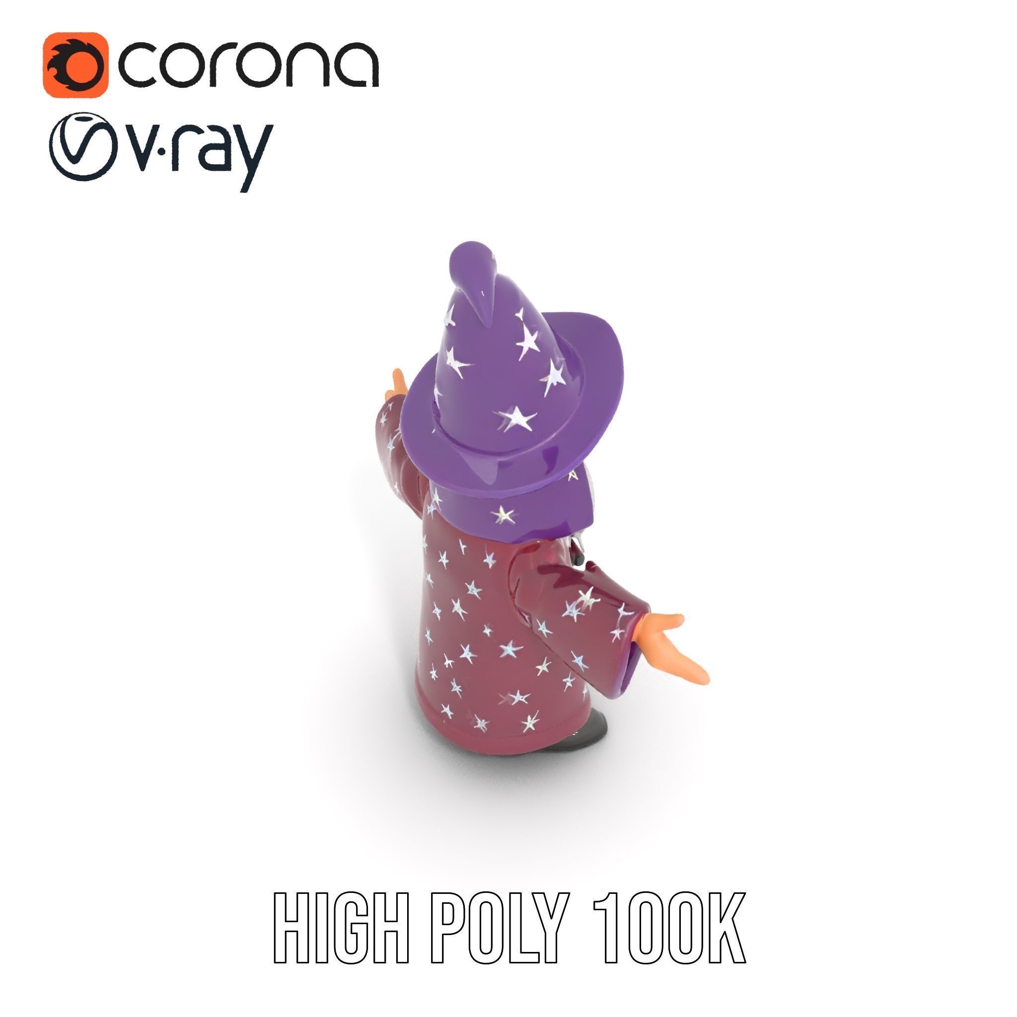 Enchanted Wizard Rigged and Animated D Character Model Low-poly 3D model_23