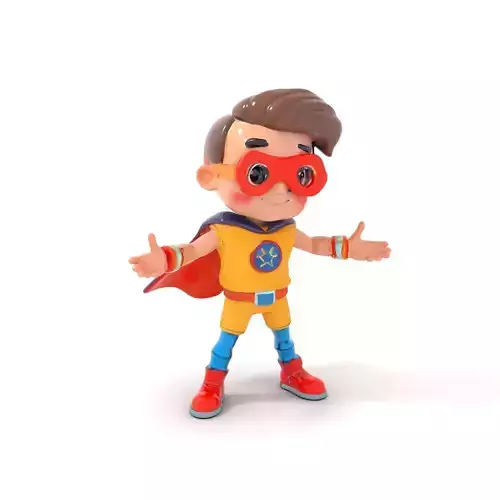 Super Kid Hero Rigged and Animated D Character Model Low-poly 3D model