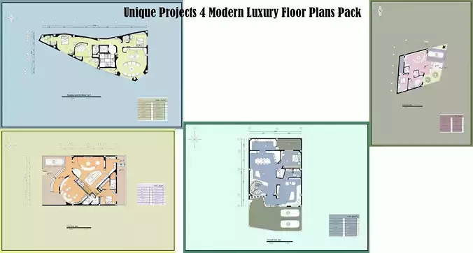 Modern Luxury Floor Plans Pack   4 Unique Projects  3D model