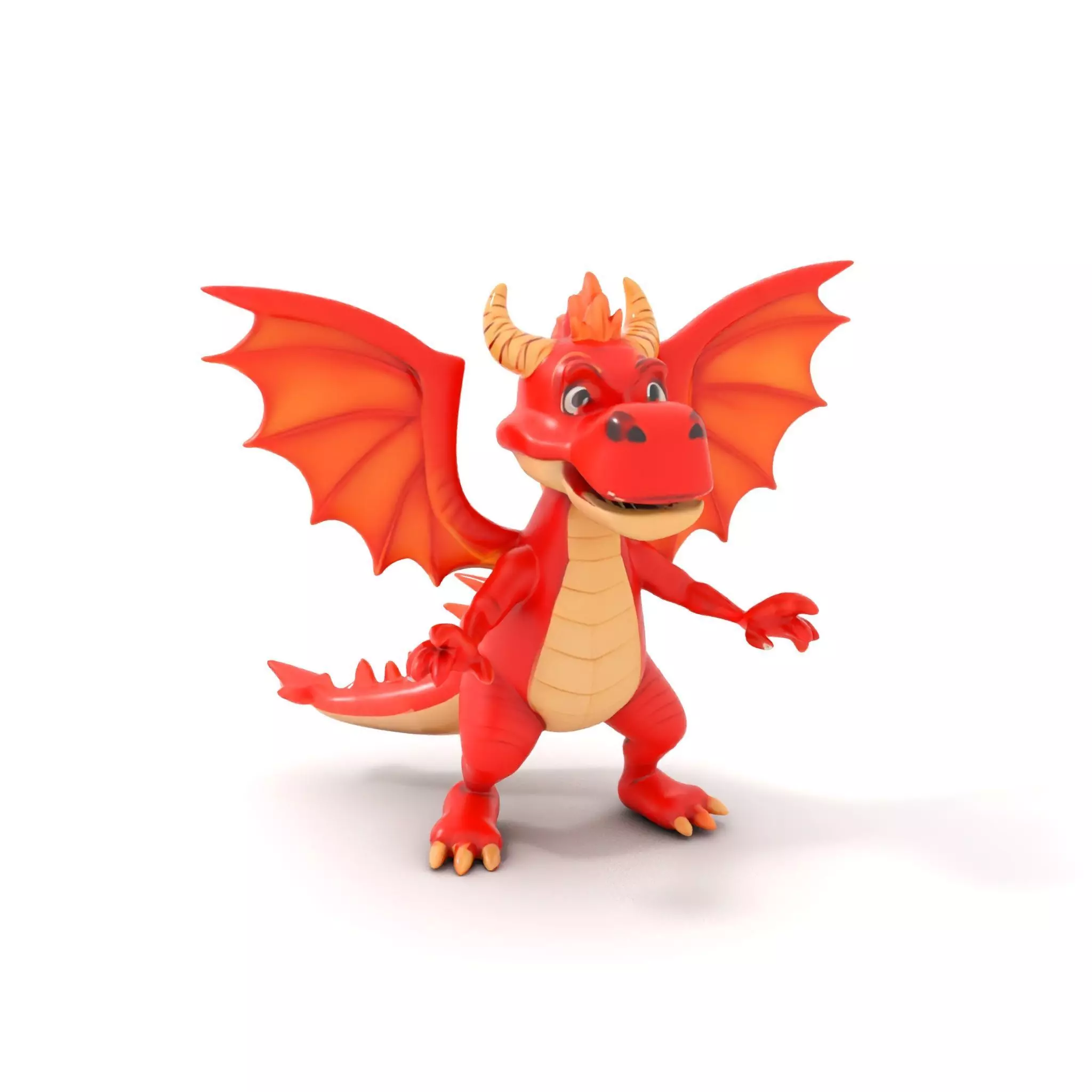 Cheerful Red Dragon D Character Model Rigged and Animated Low-poly 3D model_0