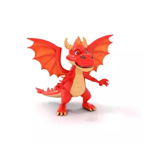 Cheerful Red Dragon D Character Model  Rigged and Animated