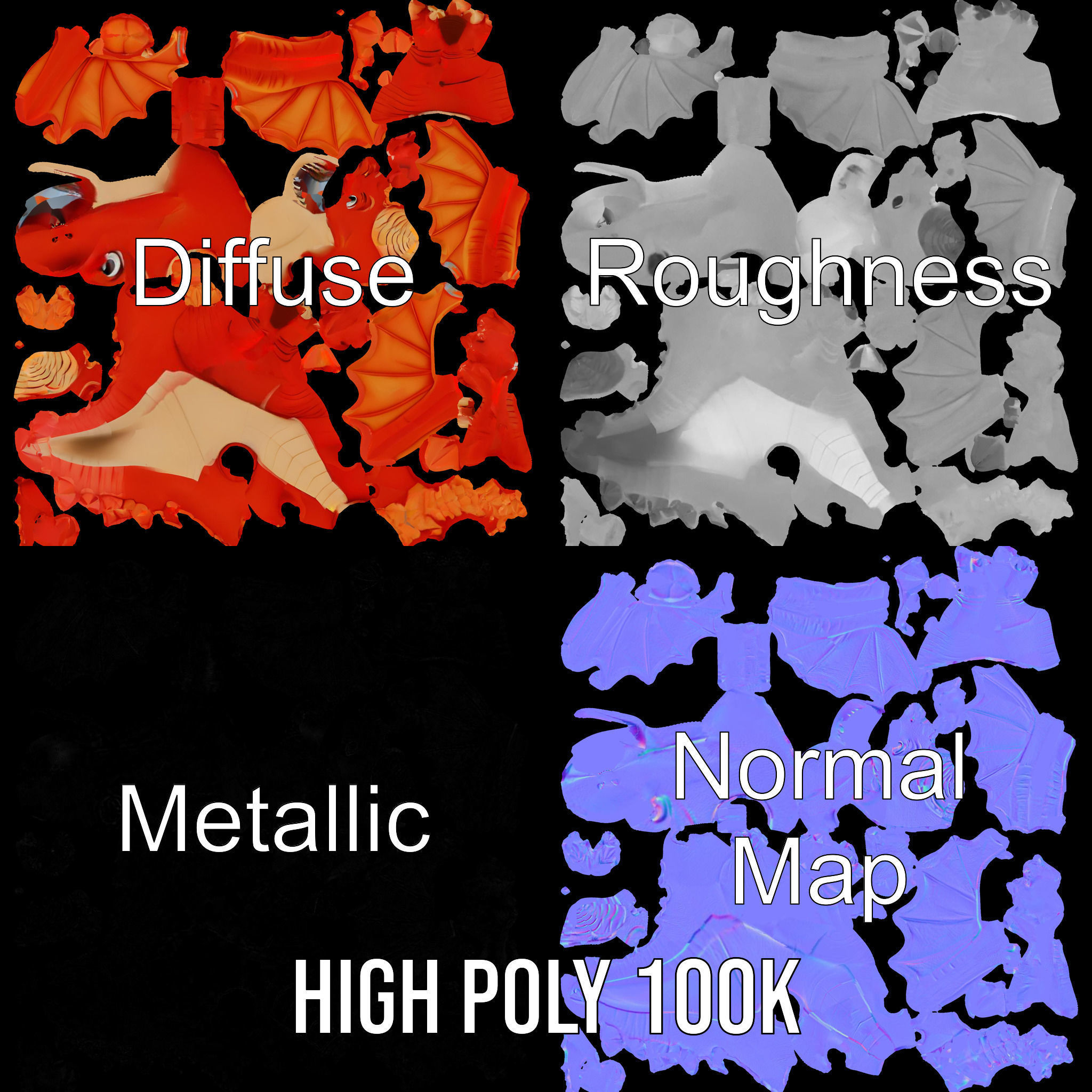 Cheerful Red Dragon D Character Model Rigged and Animated Low-poly 3D model_3