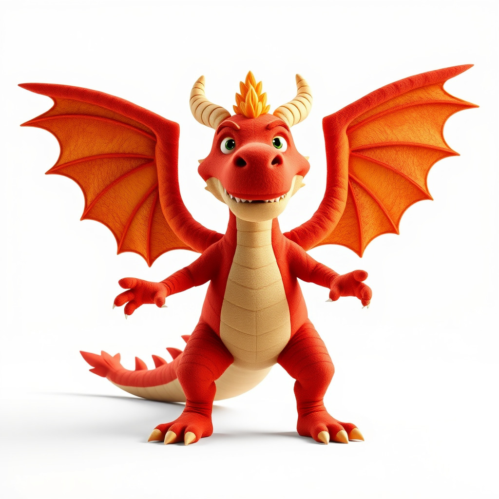 Cheerful Red Dragon D Character Model Rigged and Animated Low-poly 3D model_2