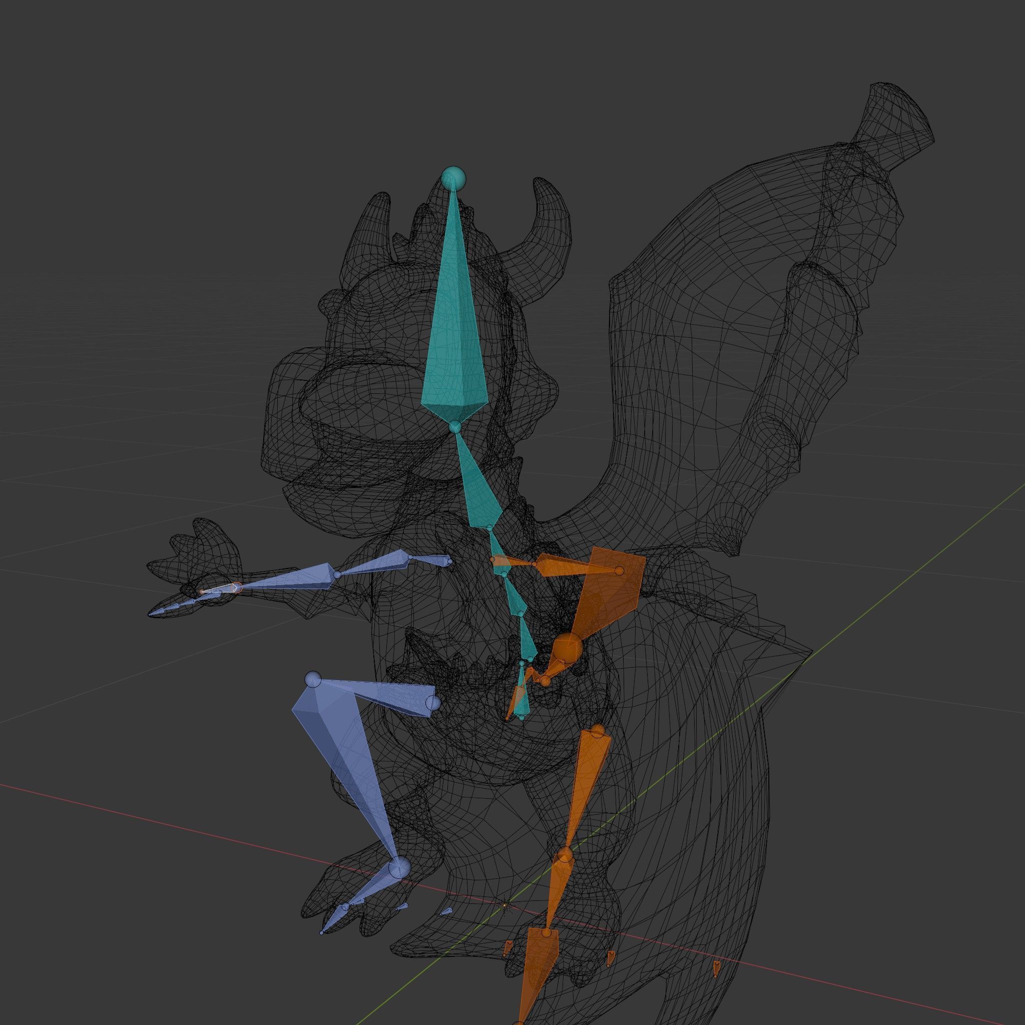 Cheerful Red Dragon D Character Model Rigged and Animated Low-poly 3D model_5