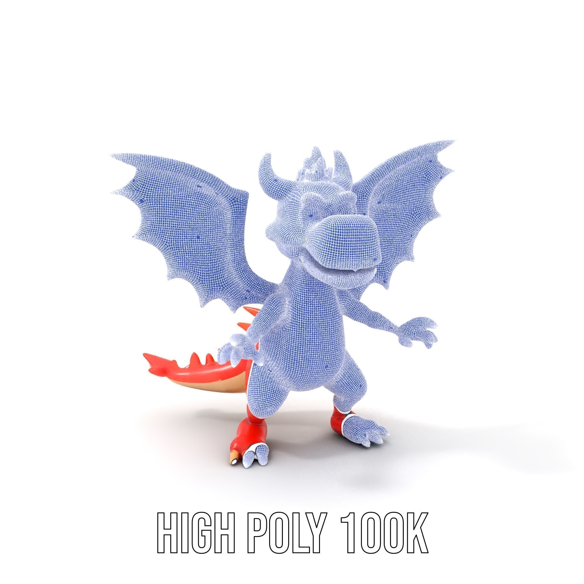 Cheerful Red Dragon D Character Model Rigged and Animated Low-poly 3D model_4