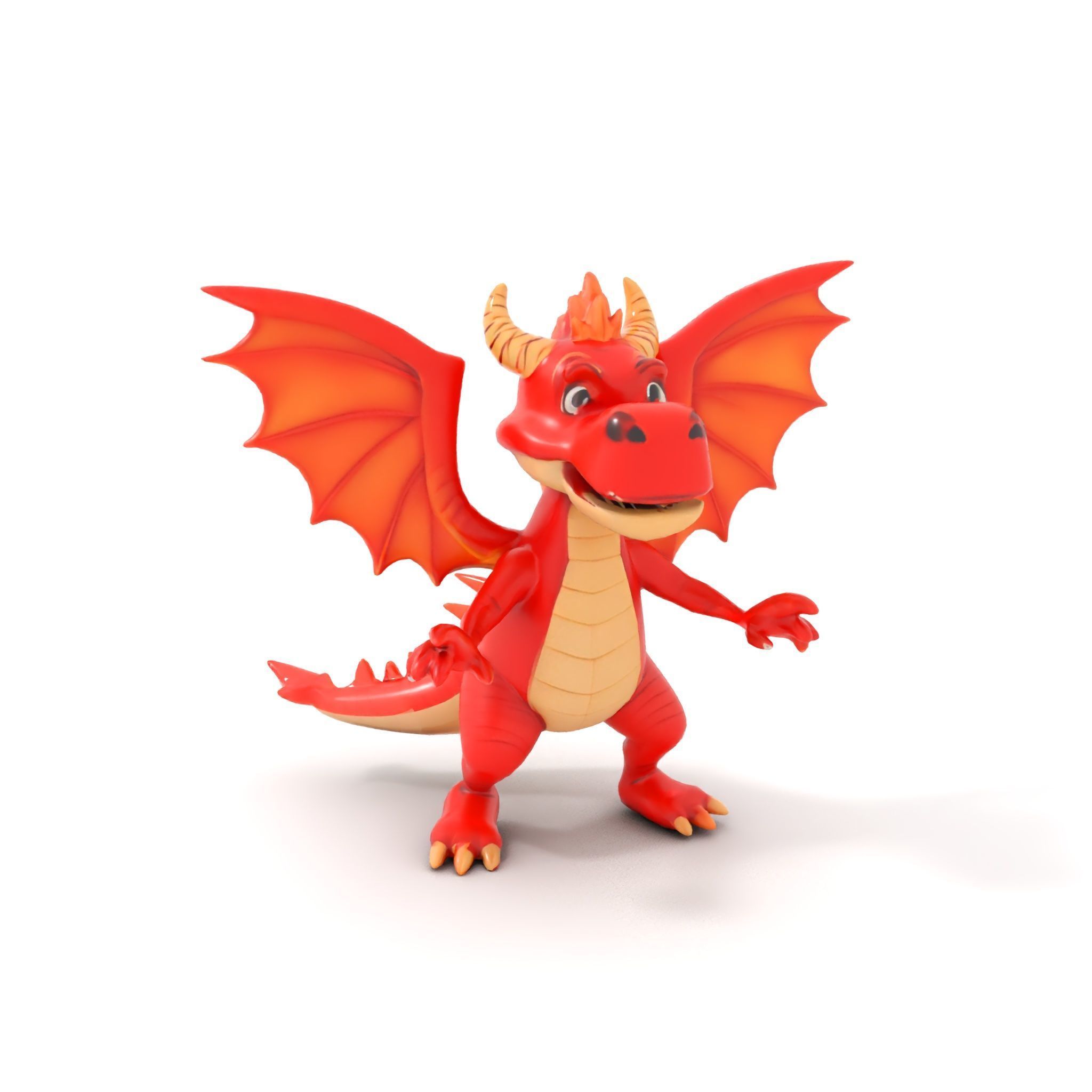 Cheerful Red Dragon D Character Model Rigged and Animated Low-poly 3D model_15
