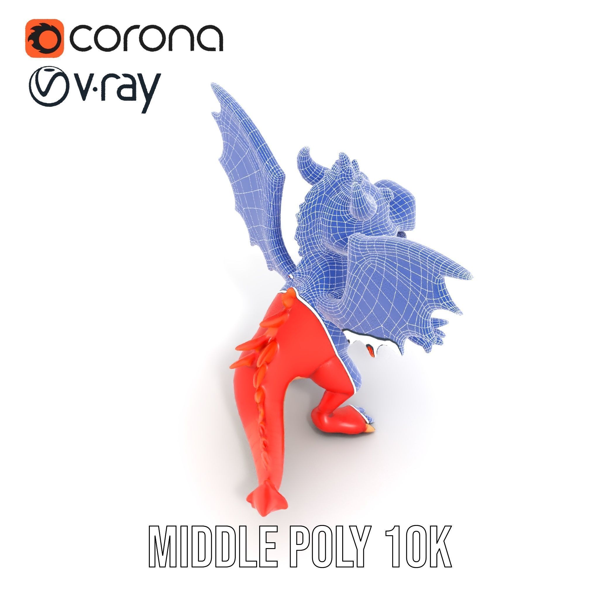 Cheerful Red Dragon D Character Model Rigged and Animated Low-poly 3D model_21