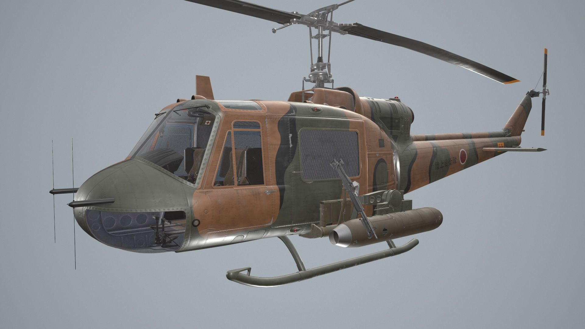 Bell UH-1B JGSDF 2 Static Low-poly 3D model_3