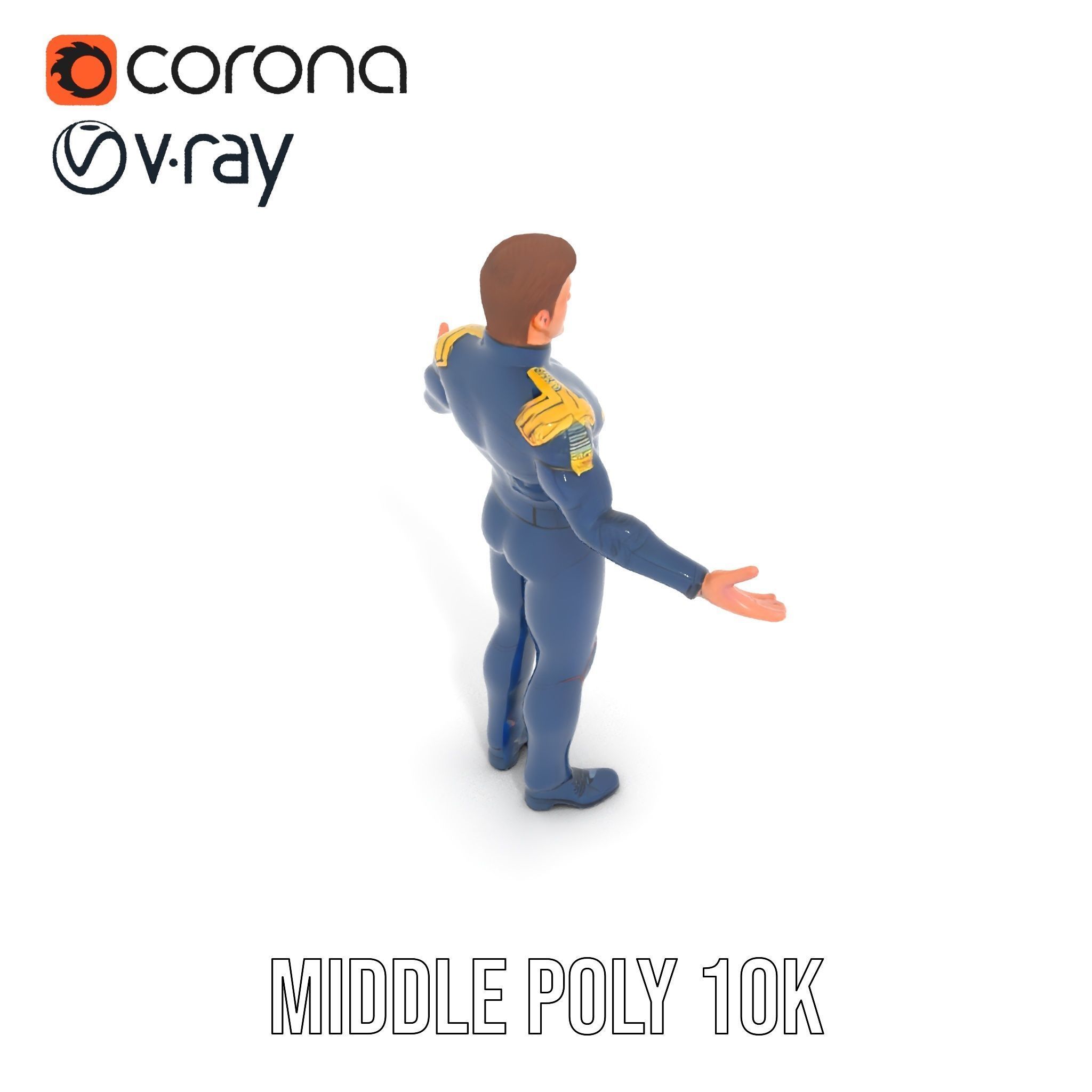 SciFi Officer Rigged and Animated Character Model Low-poly 3D model_13