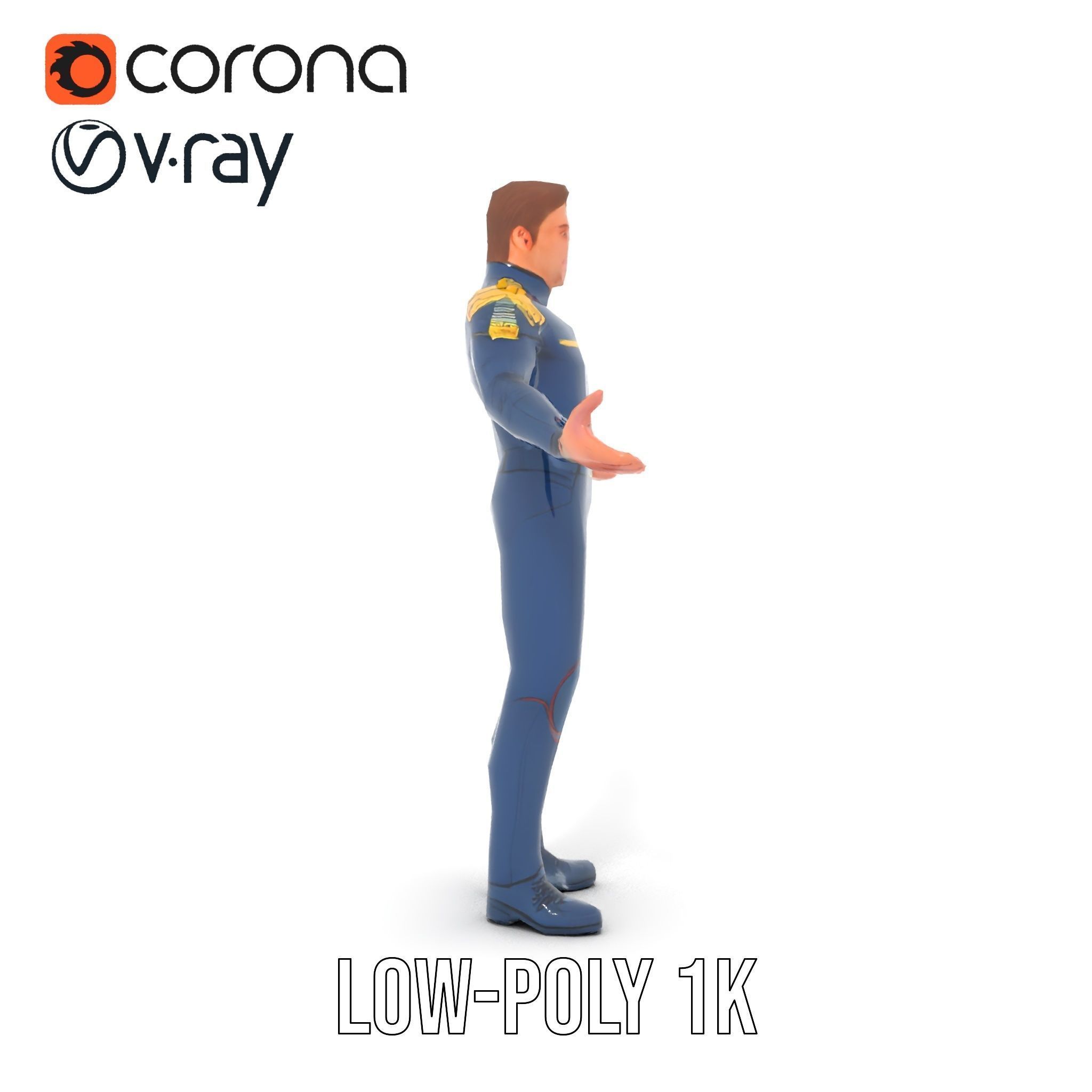 SciFi Officer Rigged and Animated Character Model Low-poly 3D model_22