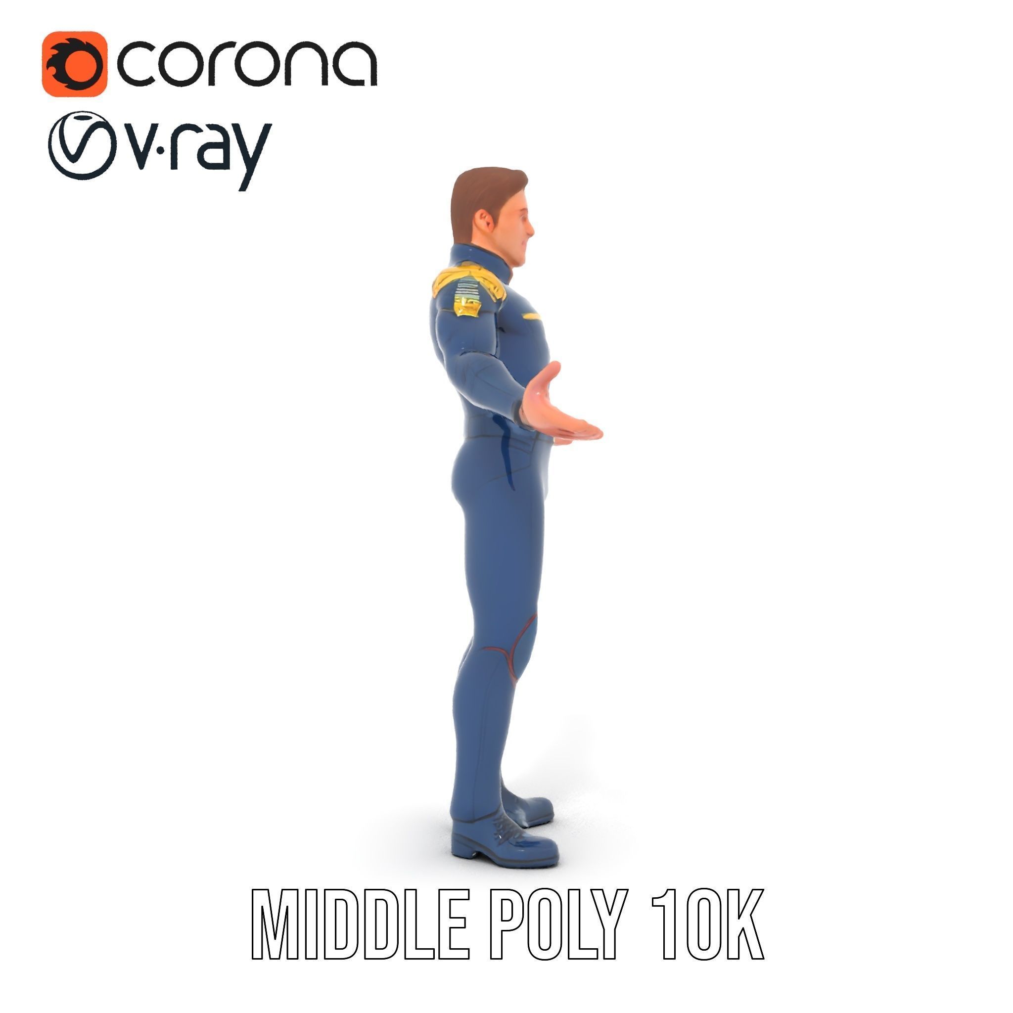 SciFi Officer Rigged and Animated Character Model Low-poly 3D model_24