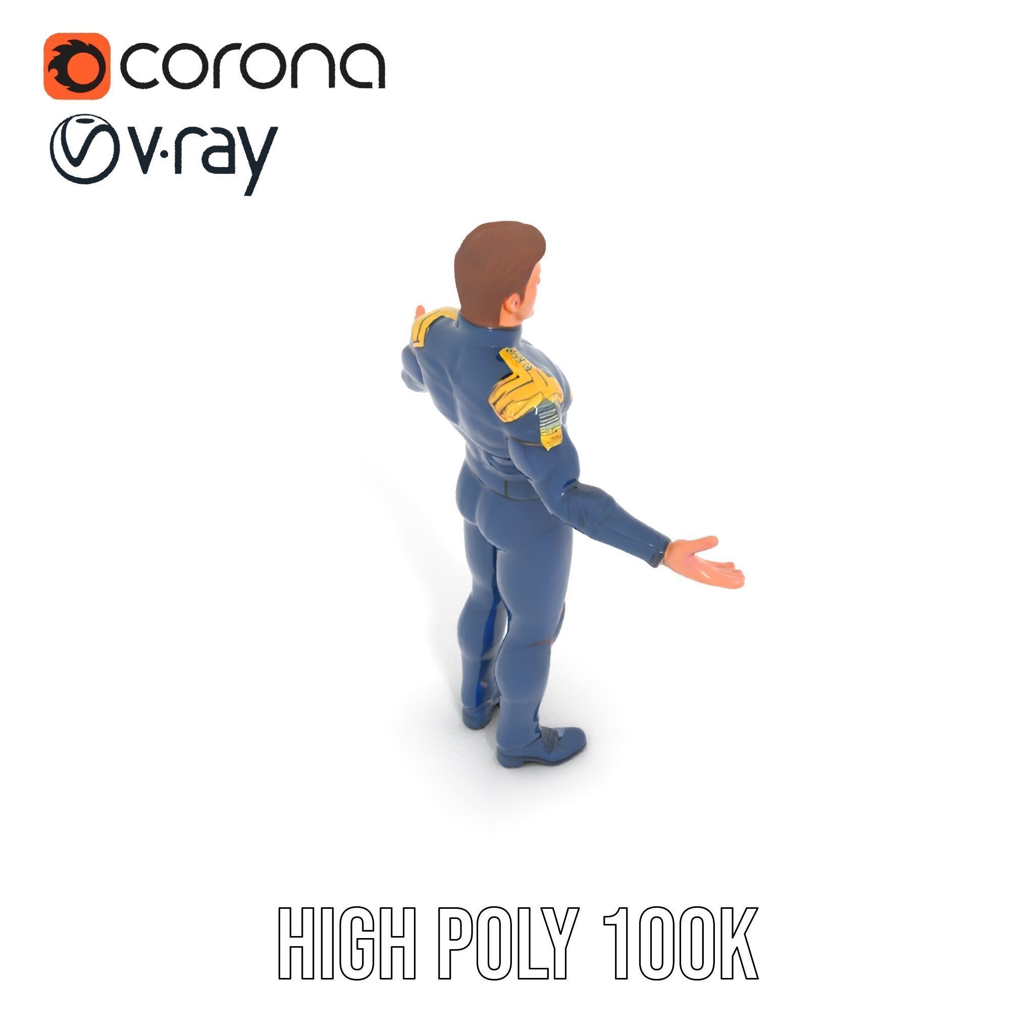 SciFi Officer Rigged and Animated Character Model Low-poly 3D model_26