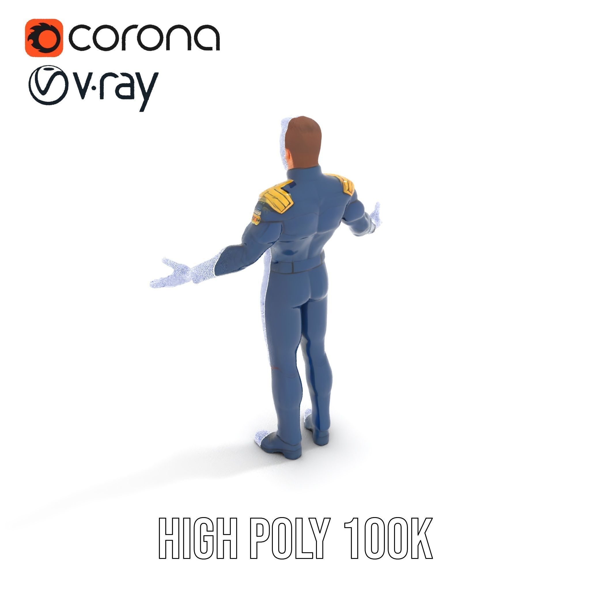 SciFi Officer Rigged and Animated Character Model Low-poly 3D model_36