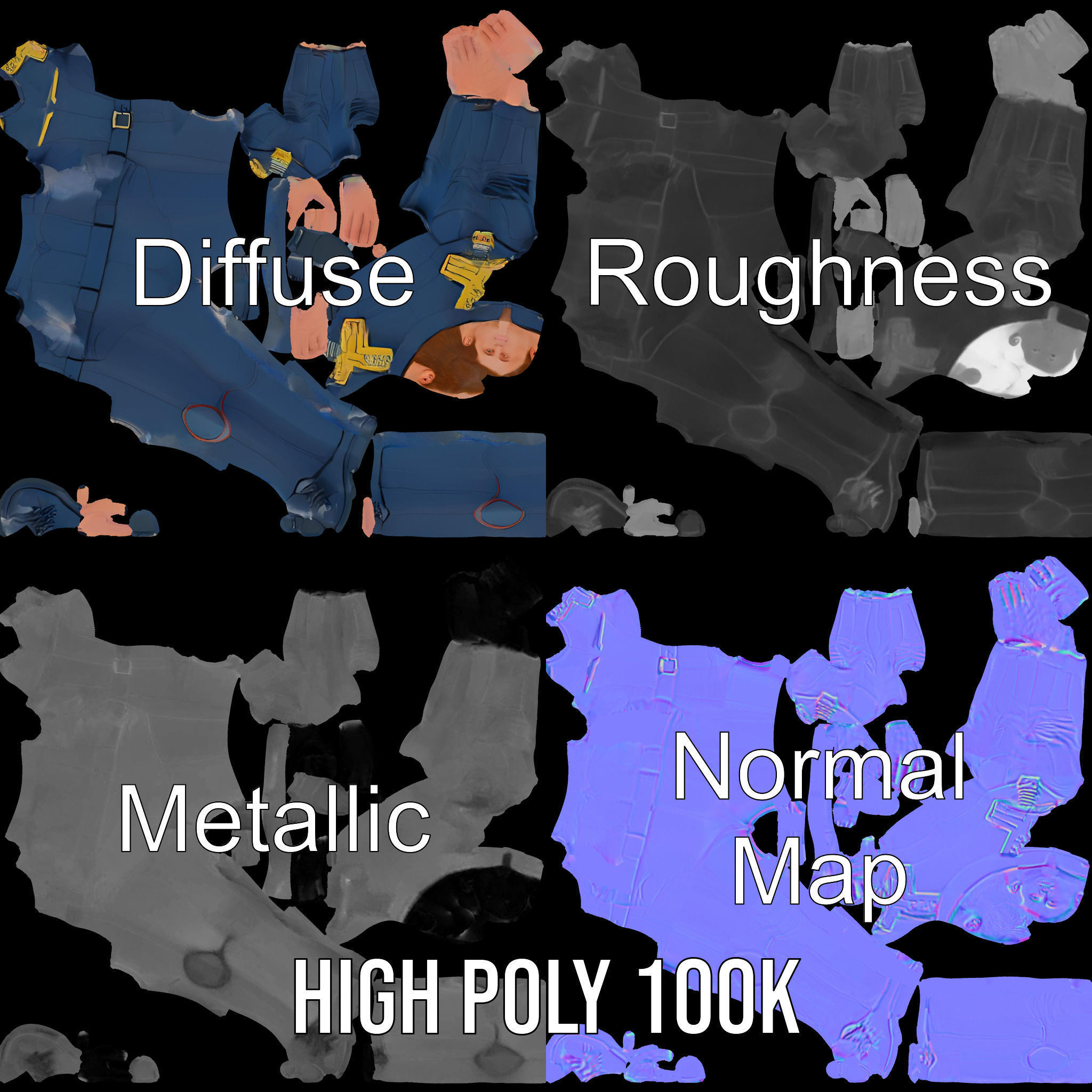 SciFi Officer Rigged and Animated Character Model Low-poly 3D model_3