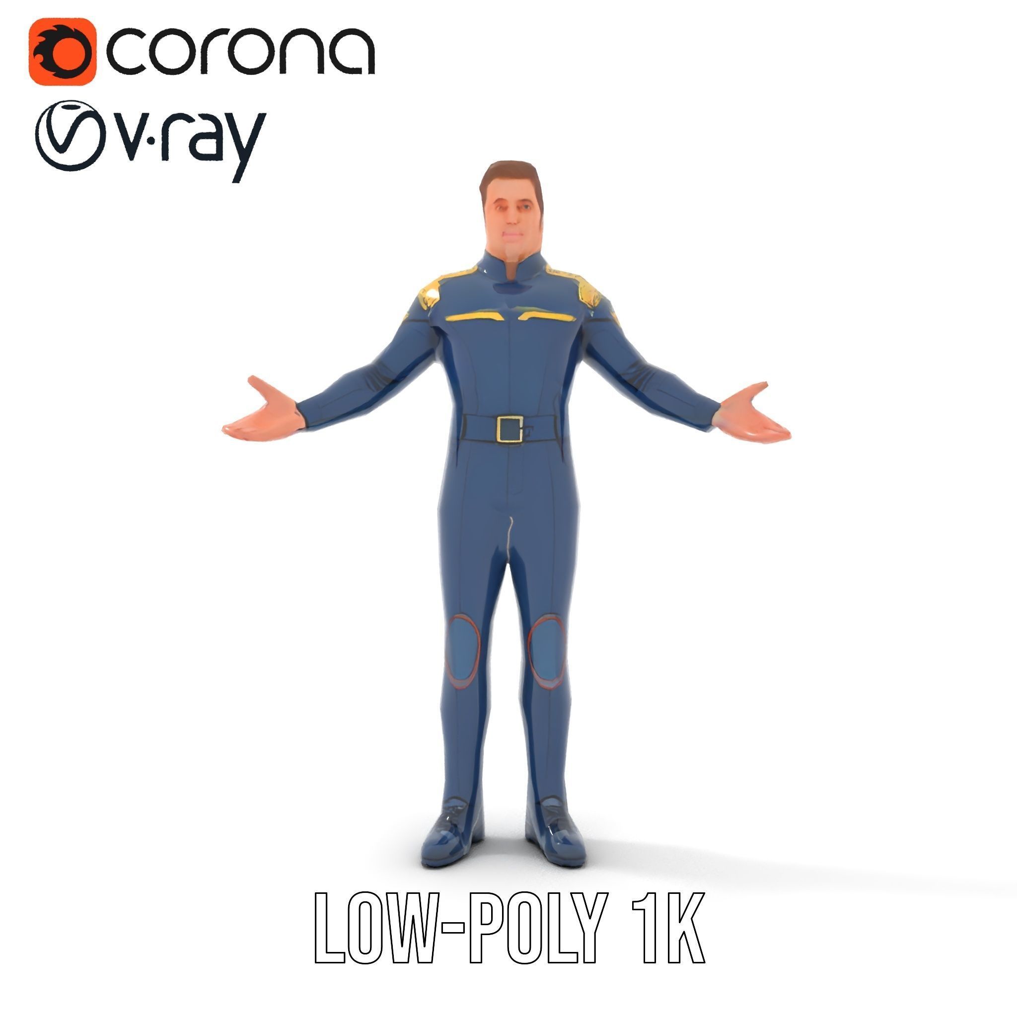 SciFi Officer Rigged and Animated Character Model Low-poly 3D model_25