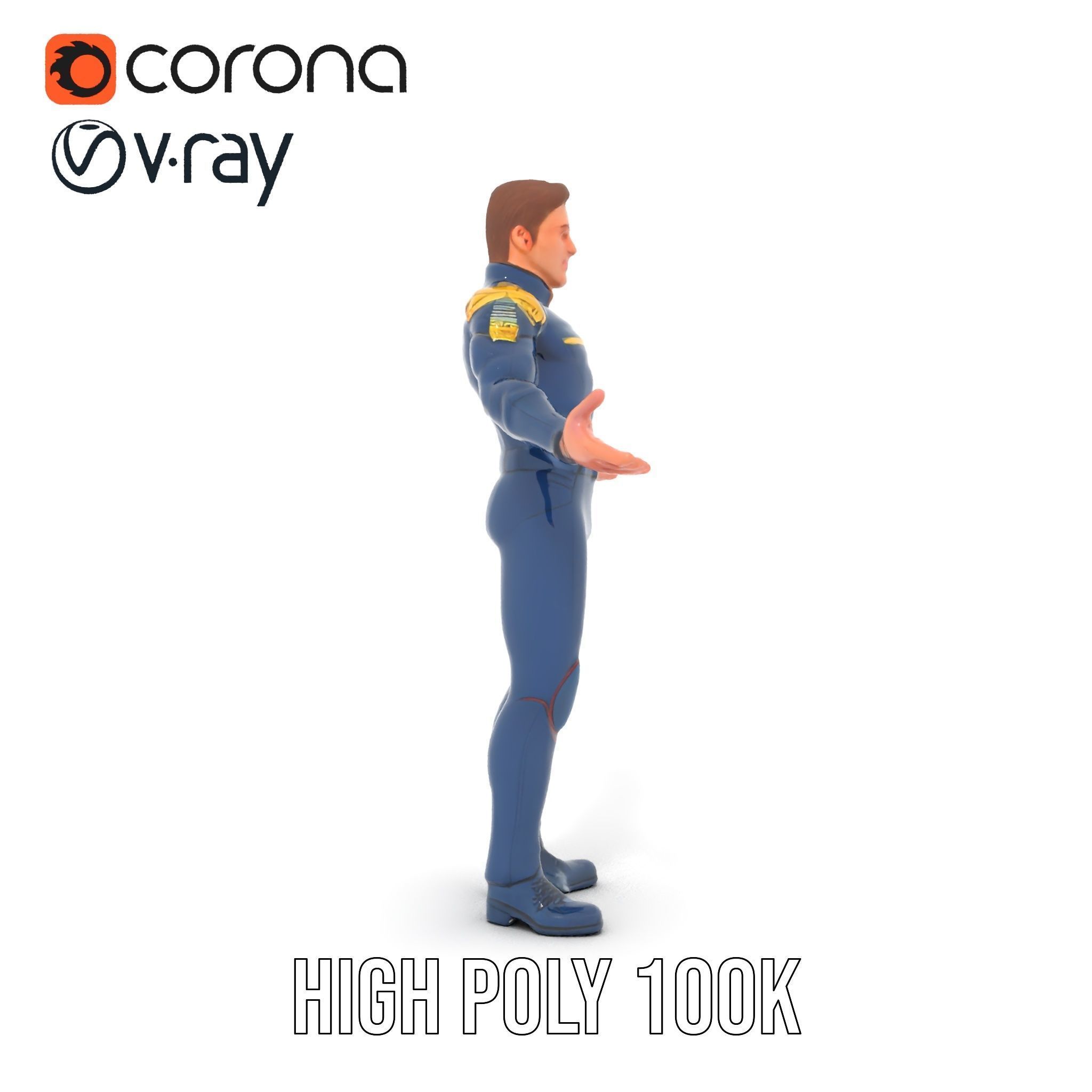 SciFi Officer Rigged and Animated Character Model Low-poly 3D model_23