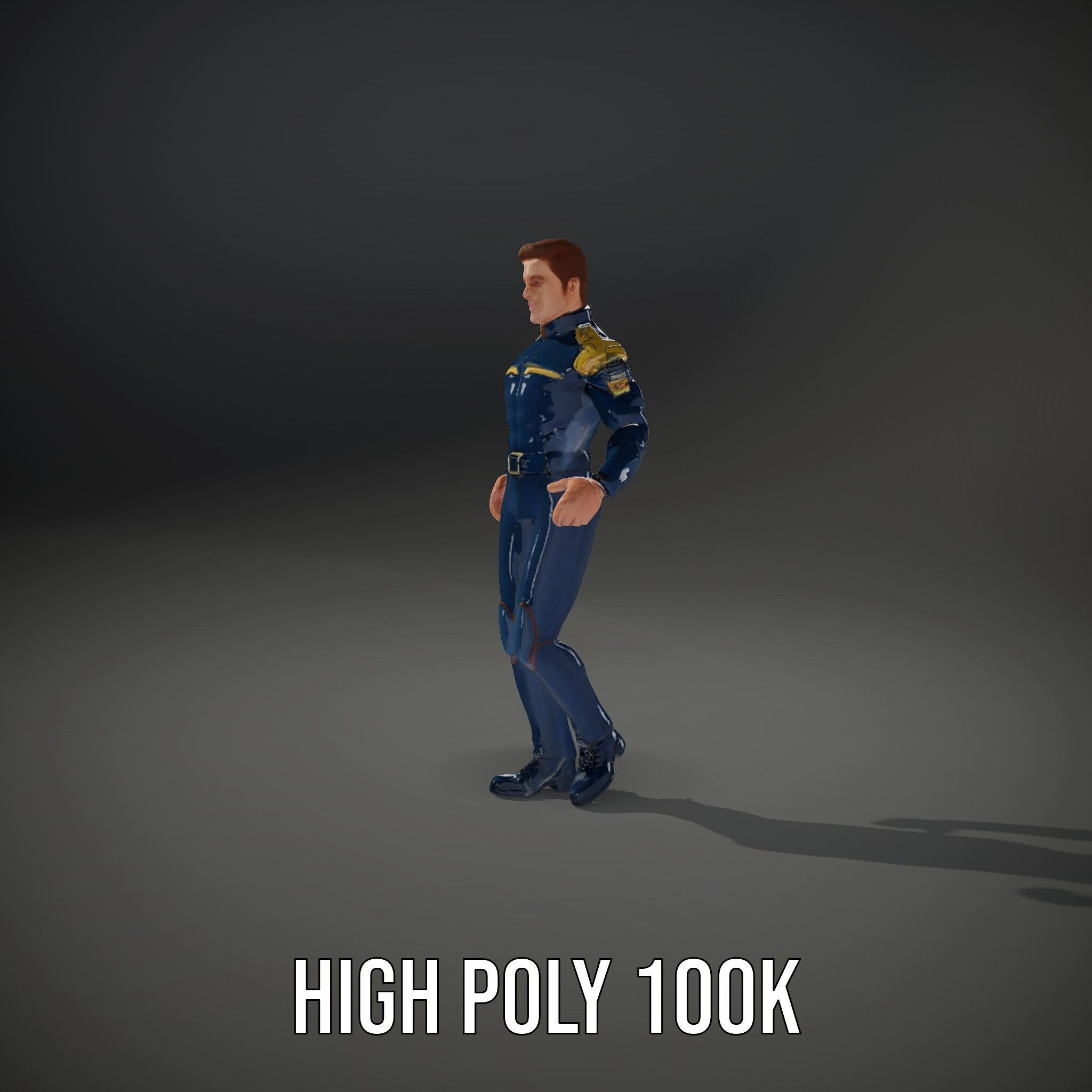 SciFi Officer Rigged and Animated Character Model Low-poly 3D model_10