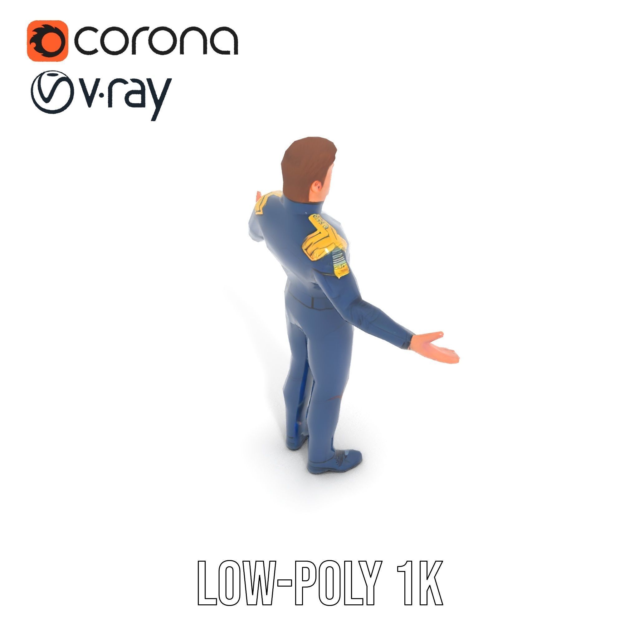 SciFi Officer Rigged and Animated Character Model Low-poly 3D model_16