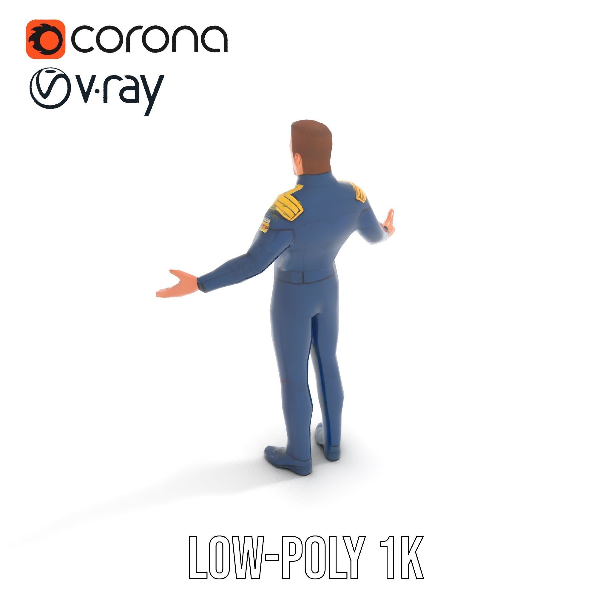 SciFi Officer Rigged and Animated Character Model Low-poly 3D model_9