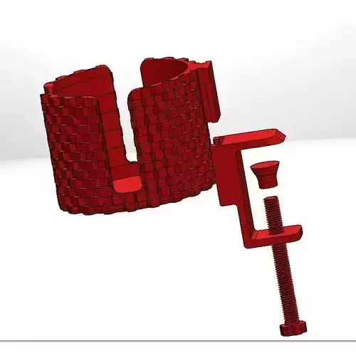 3 in 1 Desk Mount Cup Holder Combo  Clamp-On 3D Printable 